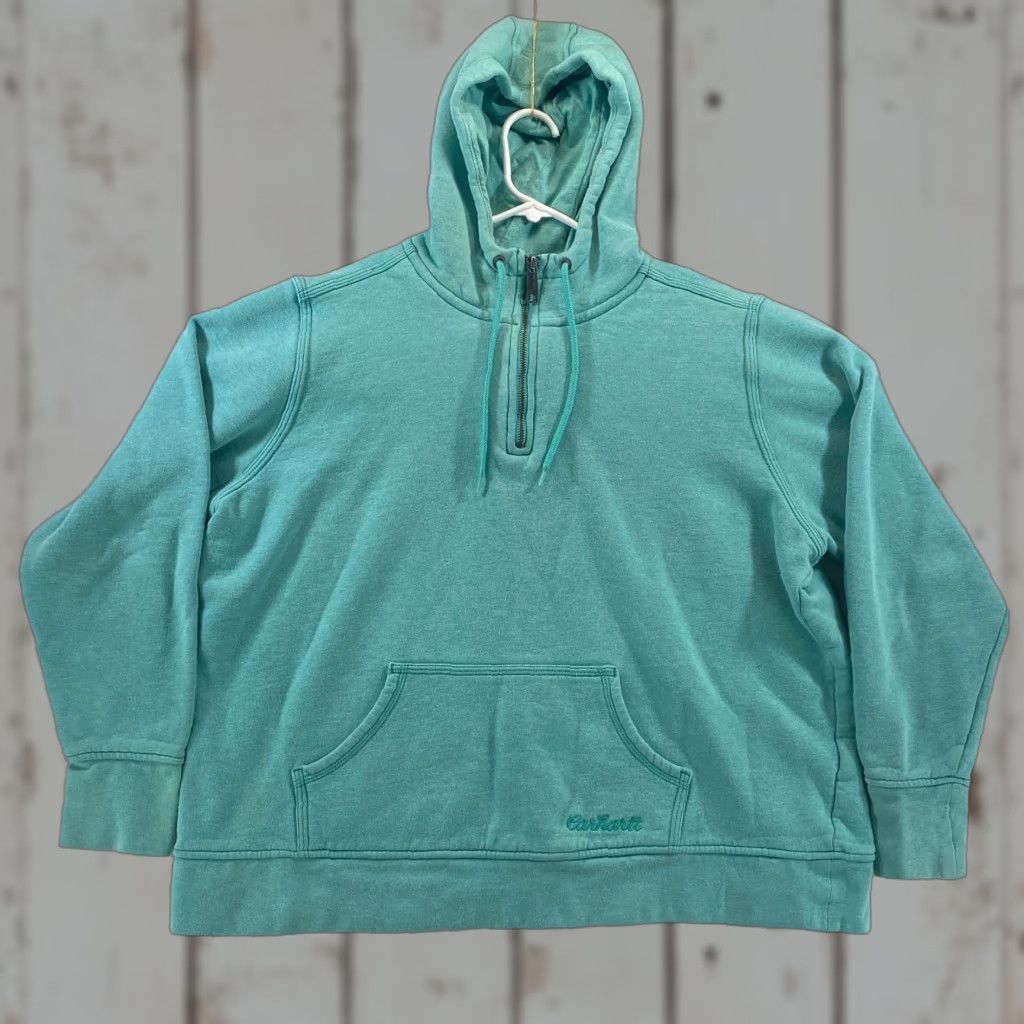 Carhartt Carhartt Green Womens XXL Hoodie Hooded Sweatshirt 1/4 Zip Pullover Pockets Size XXL / US 16-18 / IT 52-54 - 1 Thumbnail