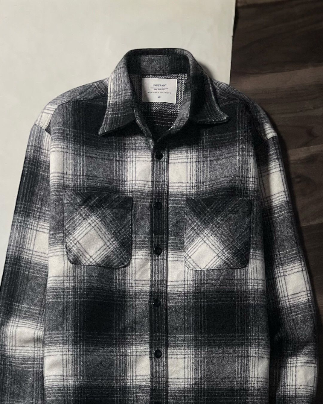 Japanese Brand OUTER FLANNEL SHIRT WOOL UNDERAIR SIZE 48 Oversized Size US XXL / EU 58 / 5 - 2 Thumbnail