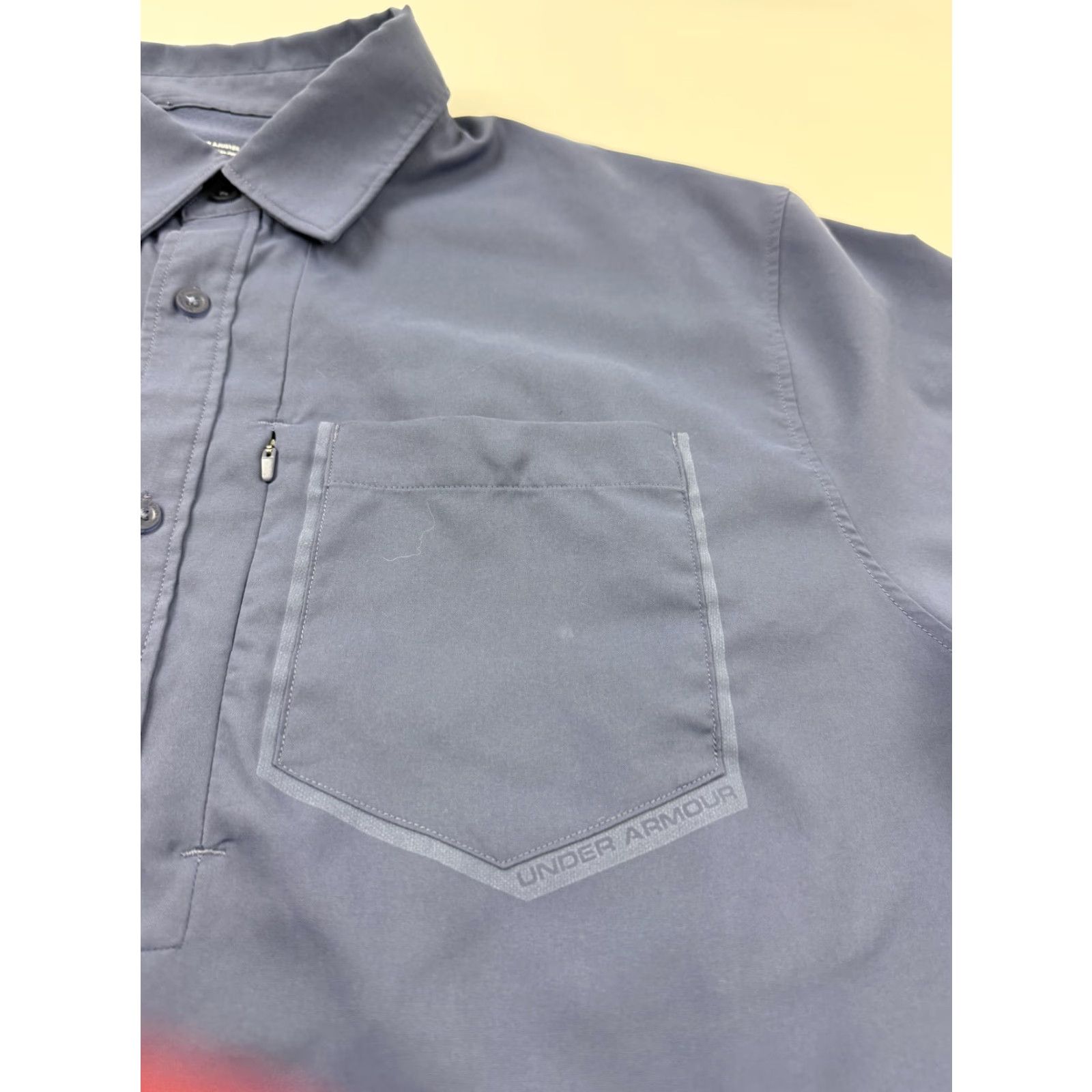 Under Armour Under Armour Shirt Mens Large Blue Solid Short Sleeve Button Front HeatGear Size US L / EU 52-54 / 3 - 2 Thumbnail