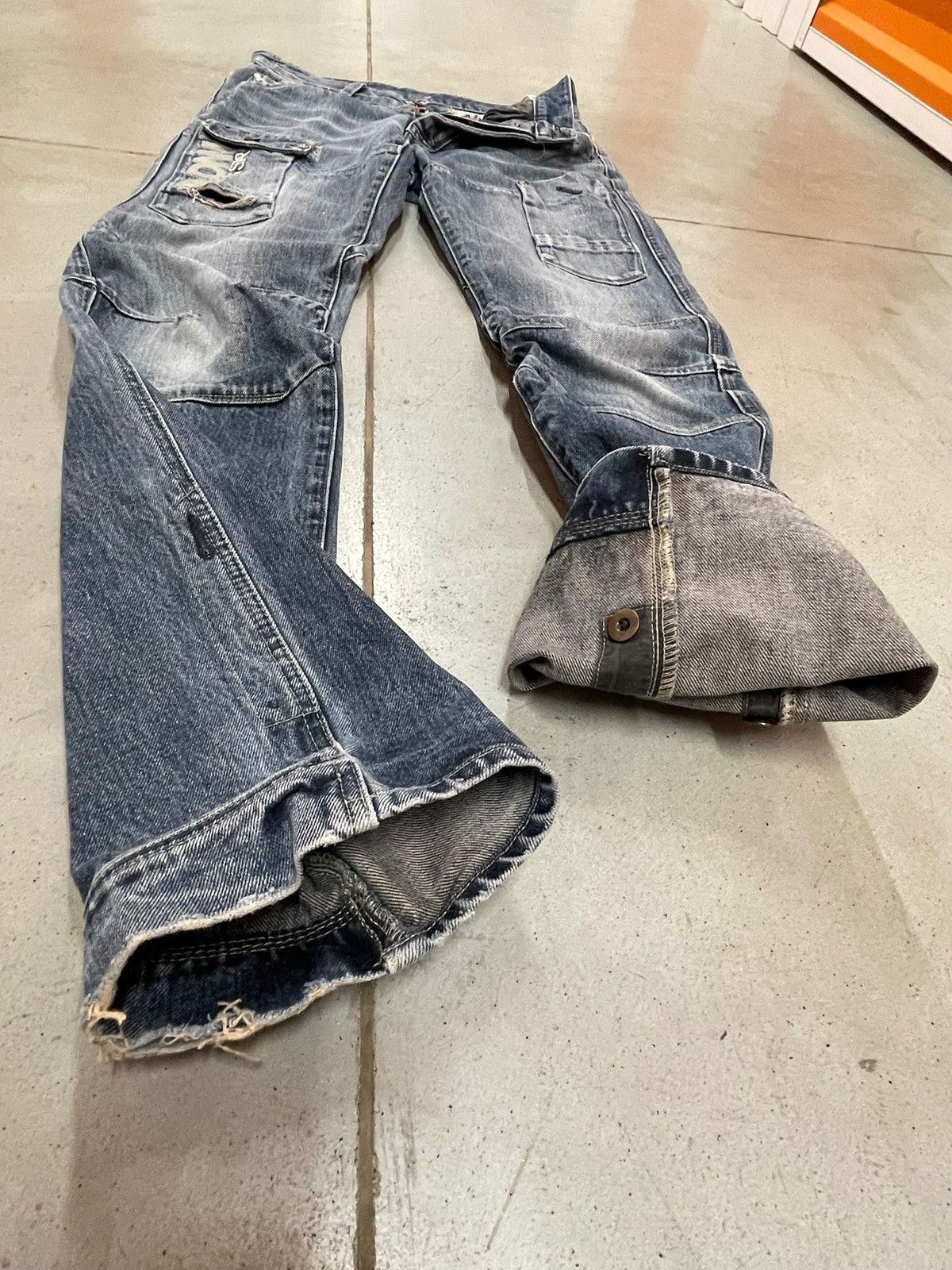 G-Star Vintage G Star Raw Cargo Jeans Distressed Denim Size US 32 / EU 48 - 8 Thumbnail
