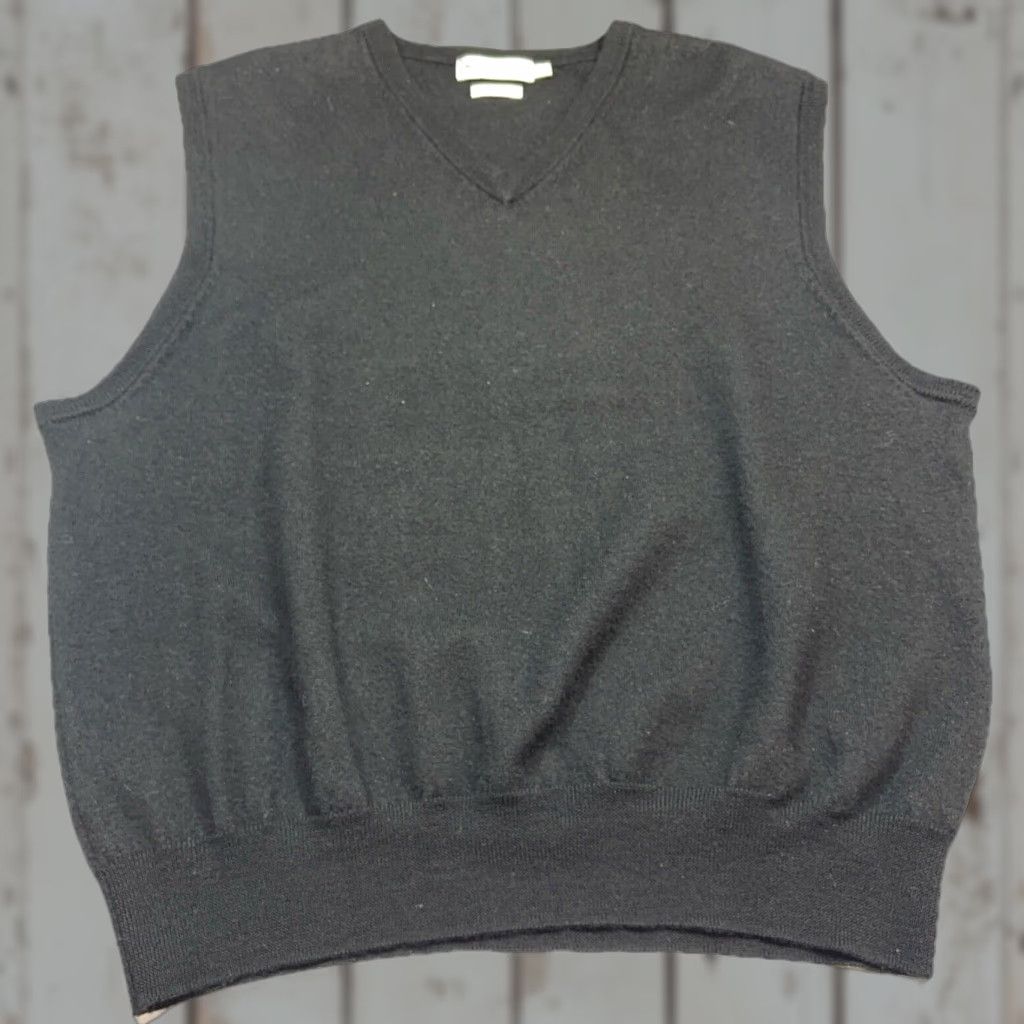 Peter Millar PETER MILLAR Black V-Neck Vest Sweater Mens L 100% Pure Merino Wool Size US L / EU 52-54 / 3 - 1 Thumbnail