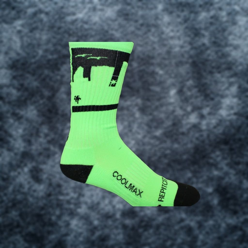 Vintage Mens Rep It City Orlando Lime Green Black CoolMax Basketball Socks Size ONE SIZE - 1 Thumbnail