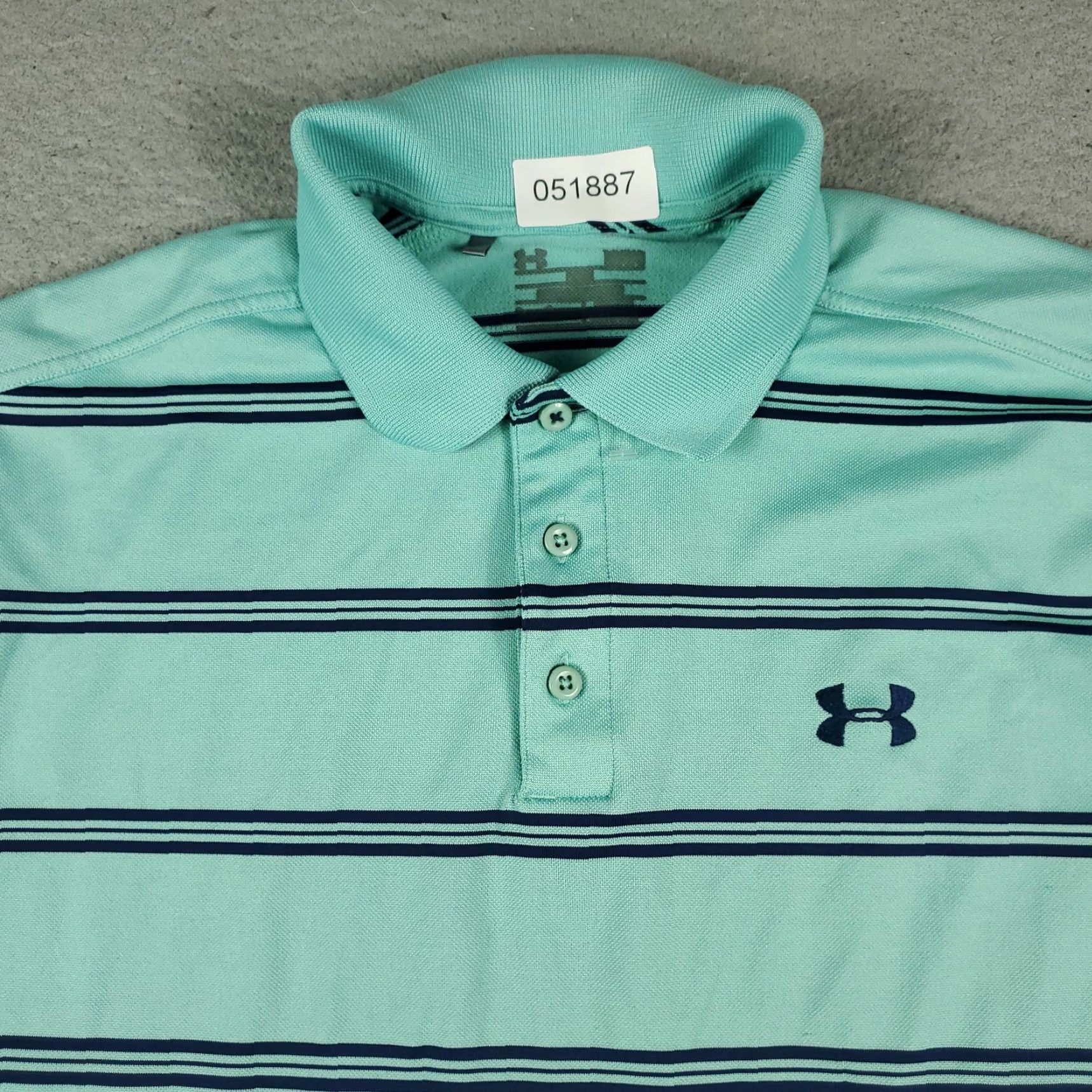 Under Armour Under Armour Polo Shirt Mens Size Medium Turquoise Striped Casual Short Sleeve Polo Shirt Mens M Turquoise Striped Size US M / EU 48-50 / 2 - 2 Thumbnail