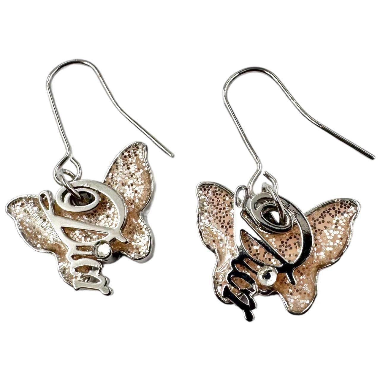 image of Vintage Dior Butterfly Earrings in Silver, Women's