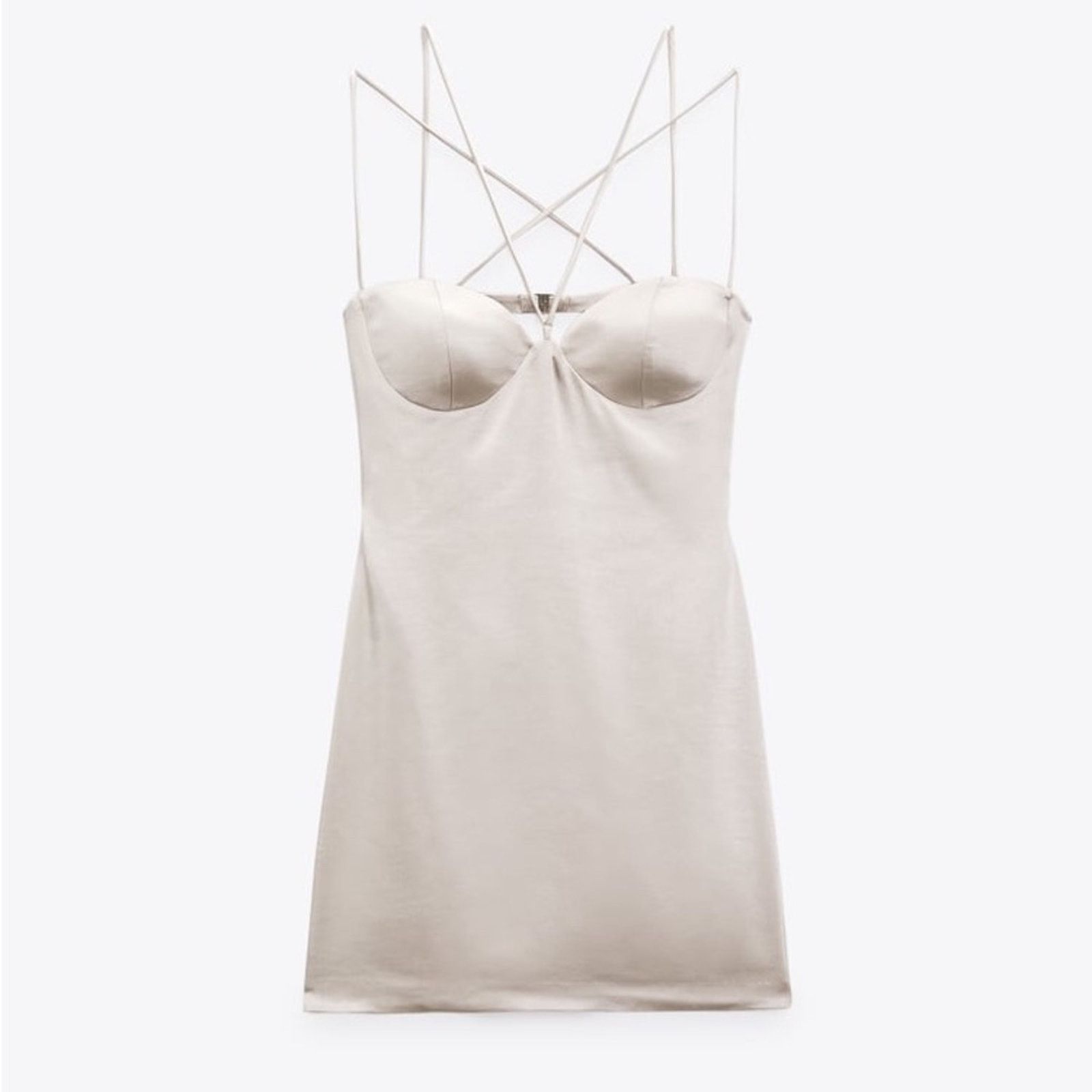 Zara ZARA SATIN DRESS PEARL GRAY Size XL / US 12-14 / IT 48-50 - 4 Thumbnail
