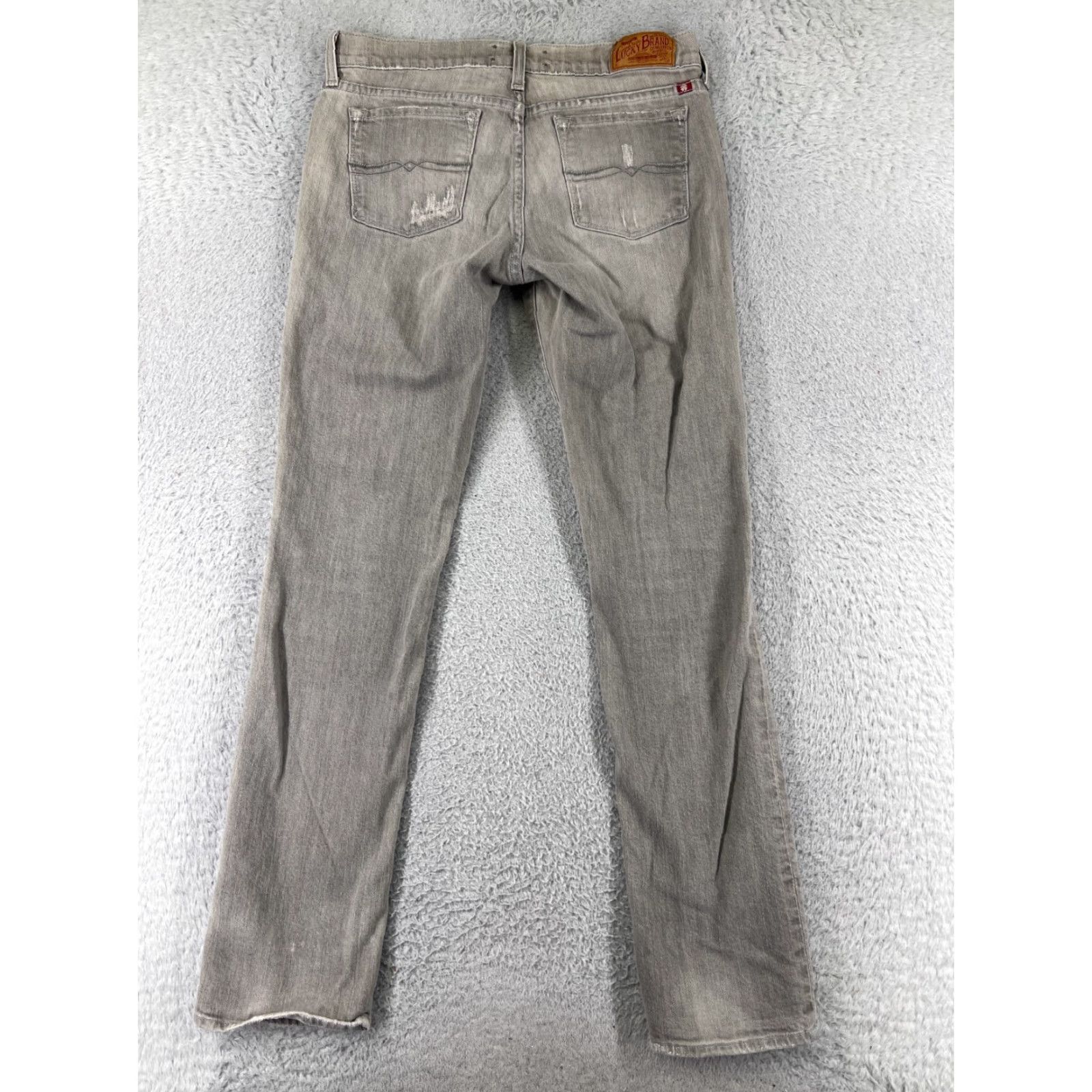 Lucky Brand VINTAGE Lucky Brand Jeans Womens 6 Gray Distressed Straight Leg Low Rise USA Made Size 28" / US 6 / IT 42 - 2 Thumbnail