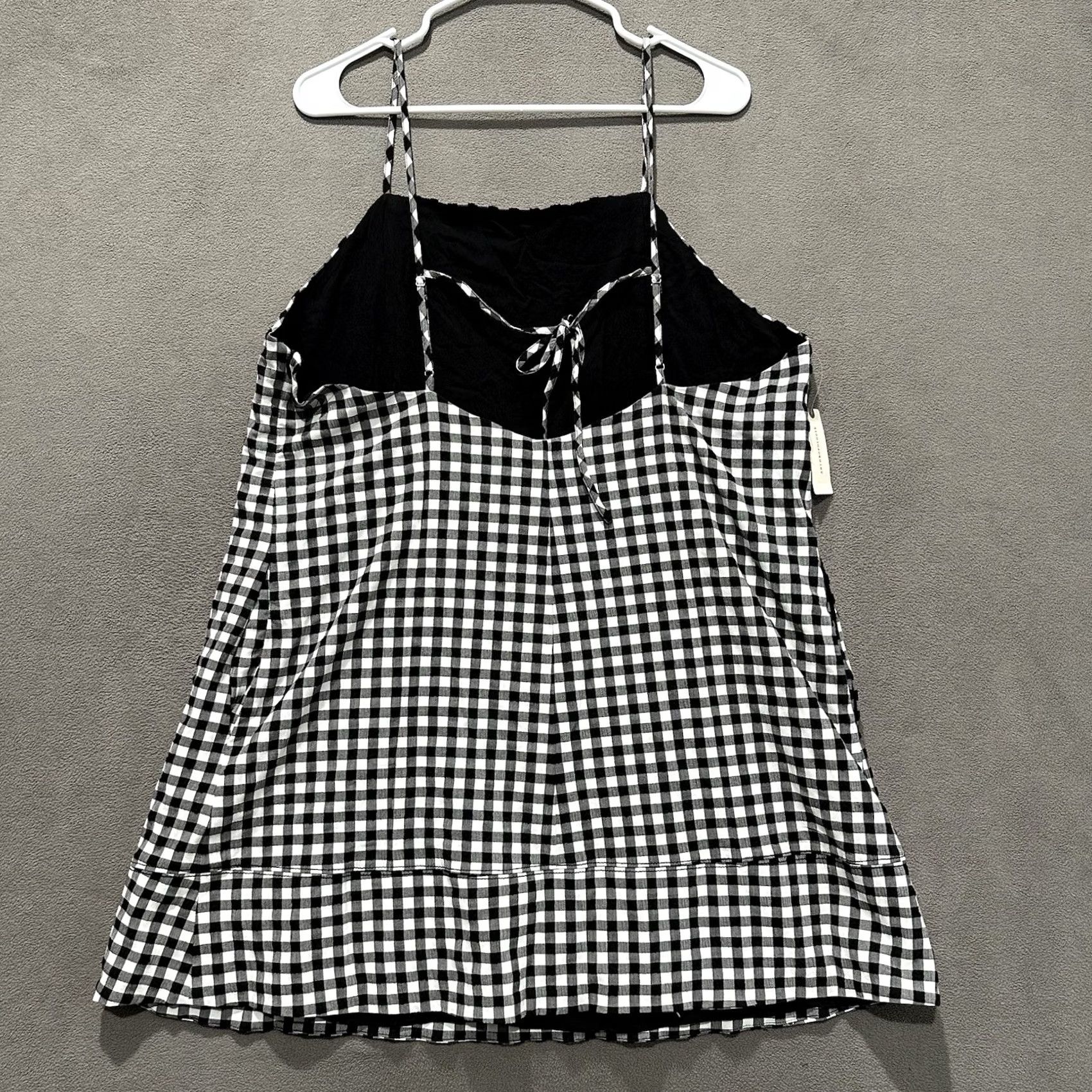Anthropologie Anthropologie Dress Apron-Style Mini Womens XL Black White Gingham Plaid Size XL / US 12-14 / IT 48-50 - 2 Thumbnail