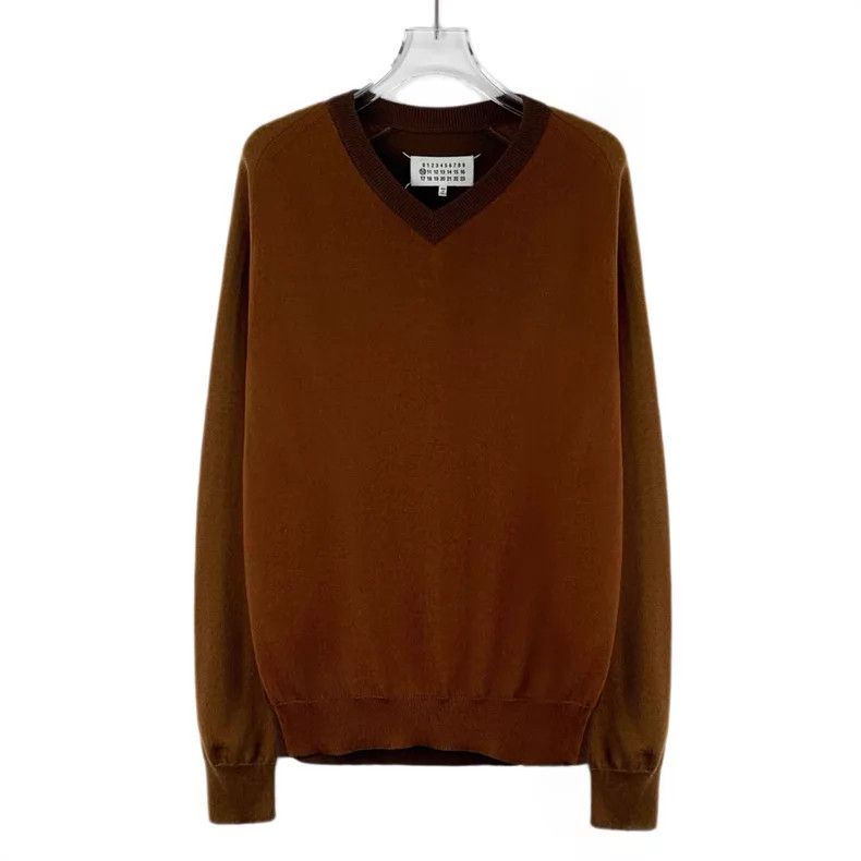 Maison Margiela Maison Margiela Brown V-neck wool knitwear Size US S / EU 44-46 / 1 - 1 Thumbnail