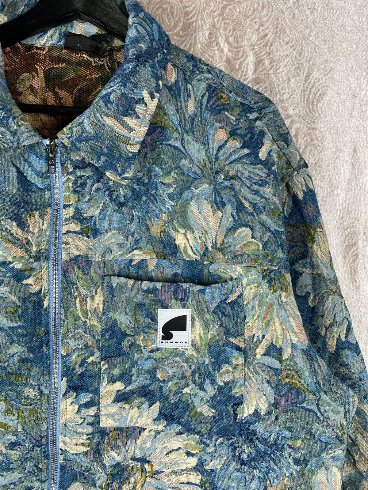 Vintage Sumwon Floral Tapestry Jacket Blue Vintage Aesthetic Zip-Up Size US L / EU 52-54 / 3 - 8 Thumbnail