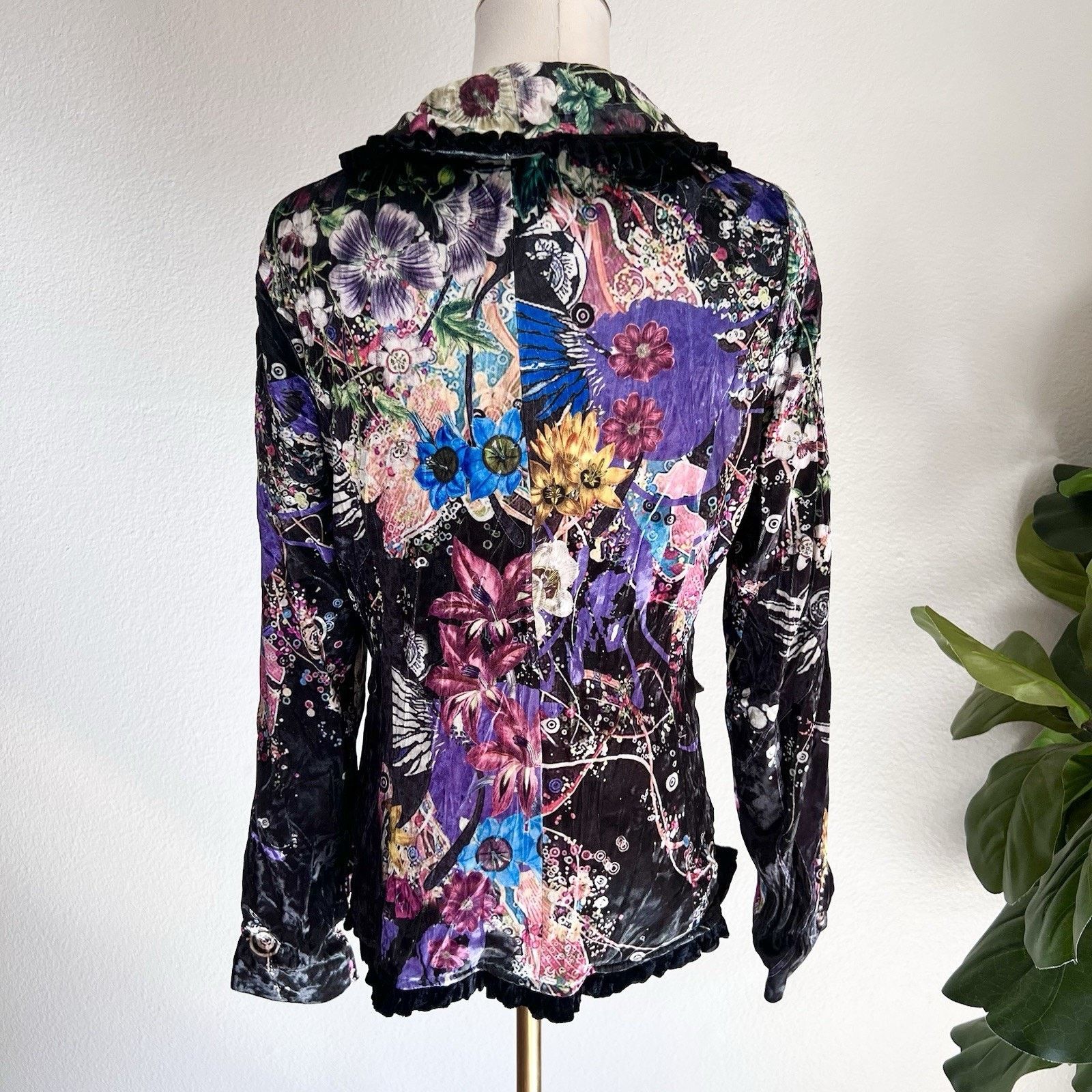 Other Alberto Makali Velvet Blazer Floral (L) WitchyWearable Art Size L / US 10 / IT 46 - 2 Thumbnail
