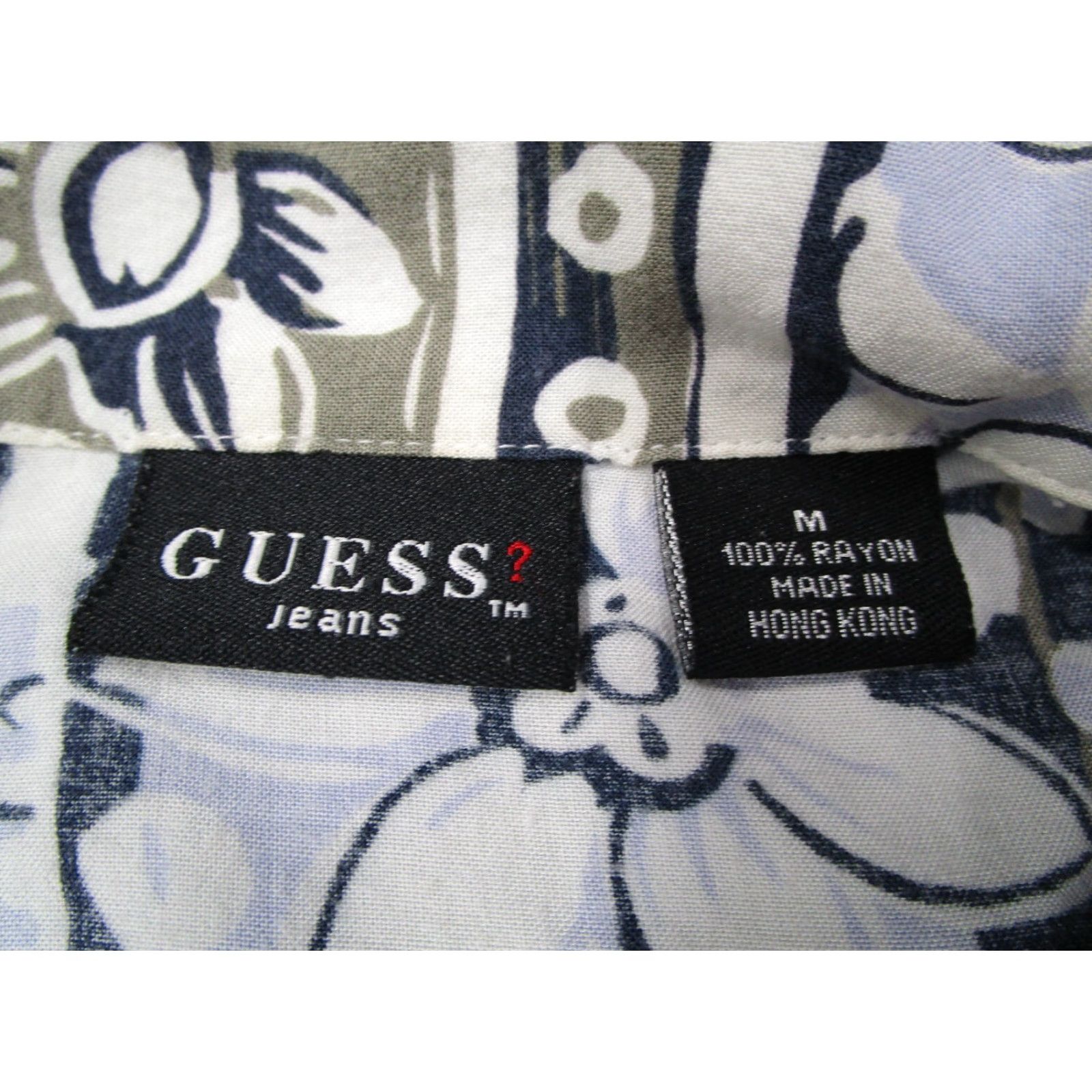 Guess VINTAGE GUESS Shirt Mens M Blue Button-Up Hawaiian 90s Tiki Retro Y2K Size US M / EU 48-50 / 2 - 3 Thumbnail