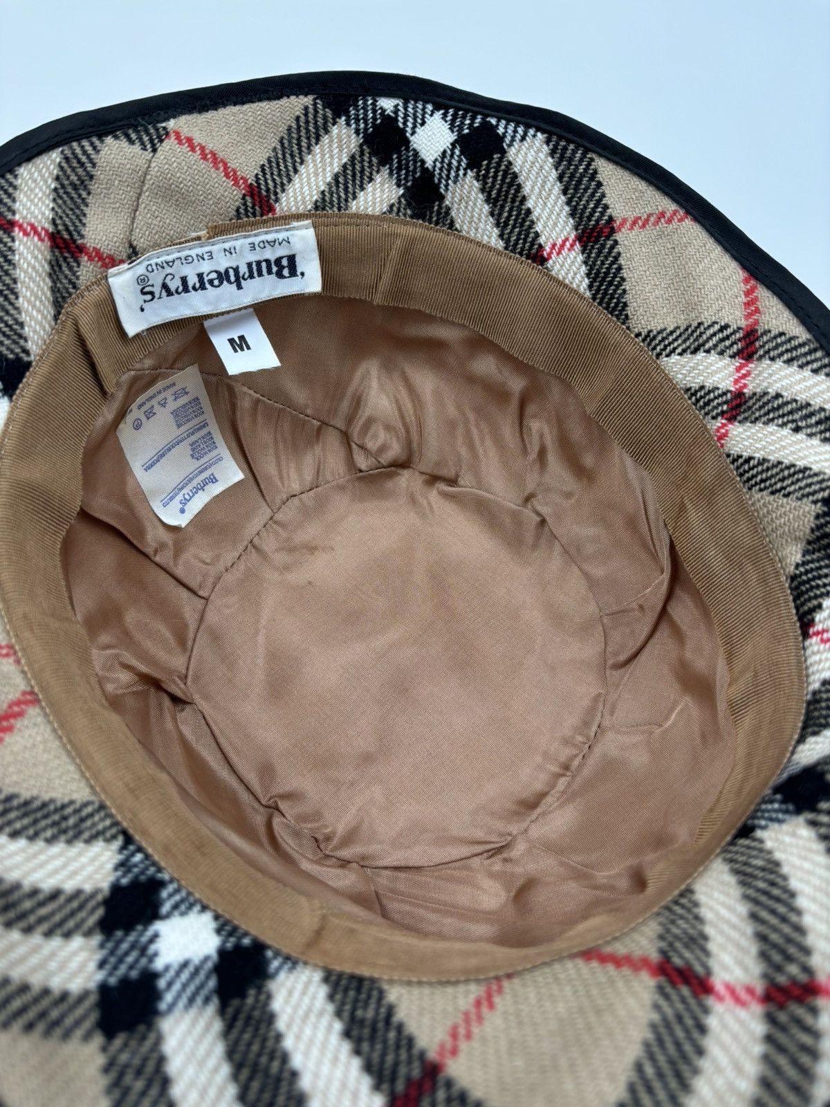 Burberry × Burberry Prorsum RARE VTG 90's BURBERRY'S Wool Nova Check Beige Bucket Hat England Cap Panama M Size ONE SIZE - 20 Thumbnail