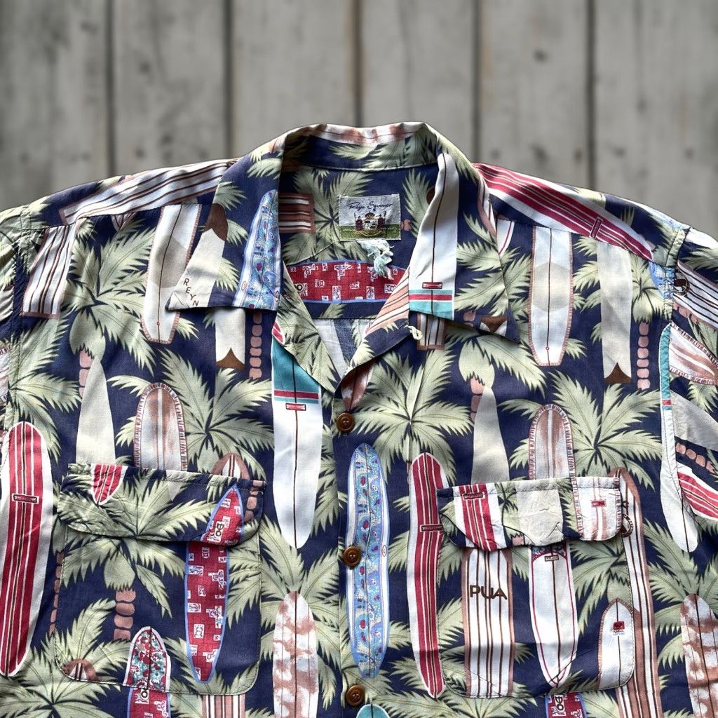 Reyn Spooner REYN SPOONER Shirt Mens Large Blue Button Up Hawaiian Beach Rayon Floral Short Sleeve Button-Front Collared Button-Up Casual Size US L / EU 52-54 / 3 - 1 Thumbnail