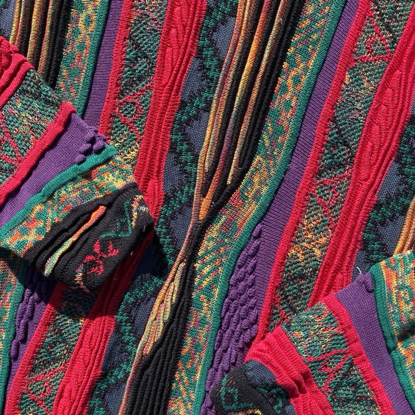 VINTAGE Tundra Abstract 3D Knit Multicolor Pullover Sweater Men 