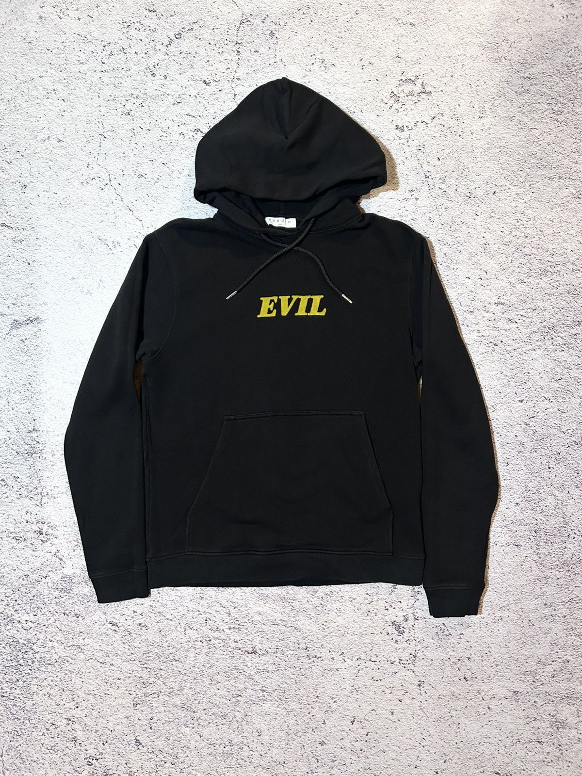 Sandro Sandro Paris Evil Black Hoodie Centre Logo Terry Luxury Size US S / EU 44-46 / 1 - 2 Thumbnail