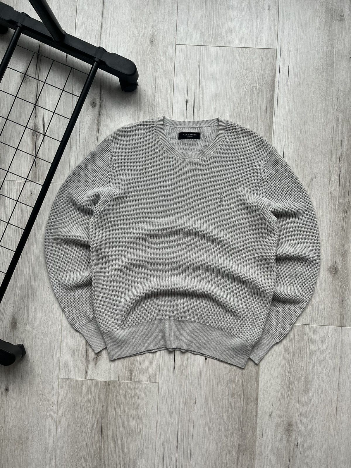 Allsaints × Japanese Brand Allsaints Trias Crew Men’s Waffle Knit Sweater Pullover Grey Size US M / EU 48-50 / 2 - 1 Thumbnail