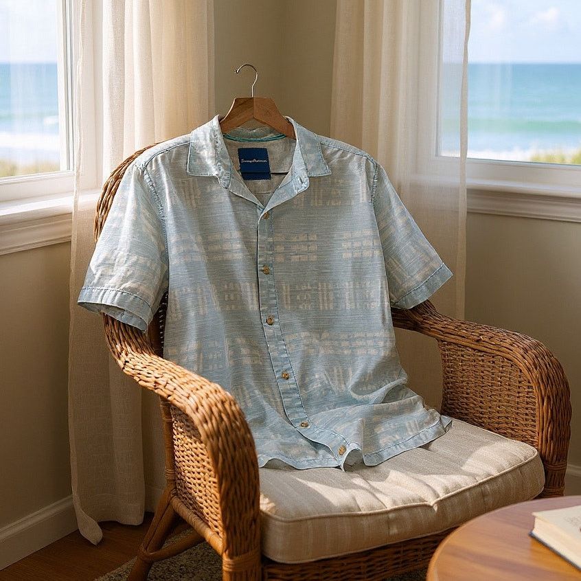 Tommy Bahama TOMMY BAHAMA Silk Hawaiian Camp Shirt Blue Mens Large Size US L / EU 52-54 / 3 - 1 Thumbnail