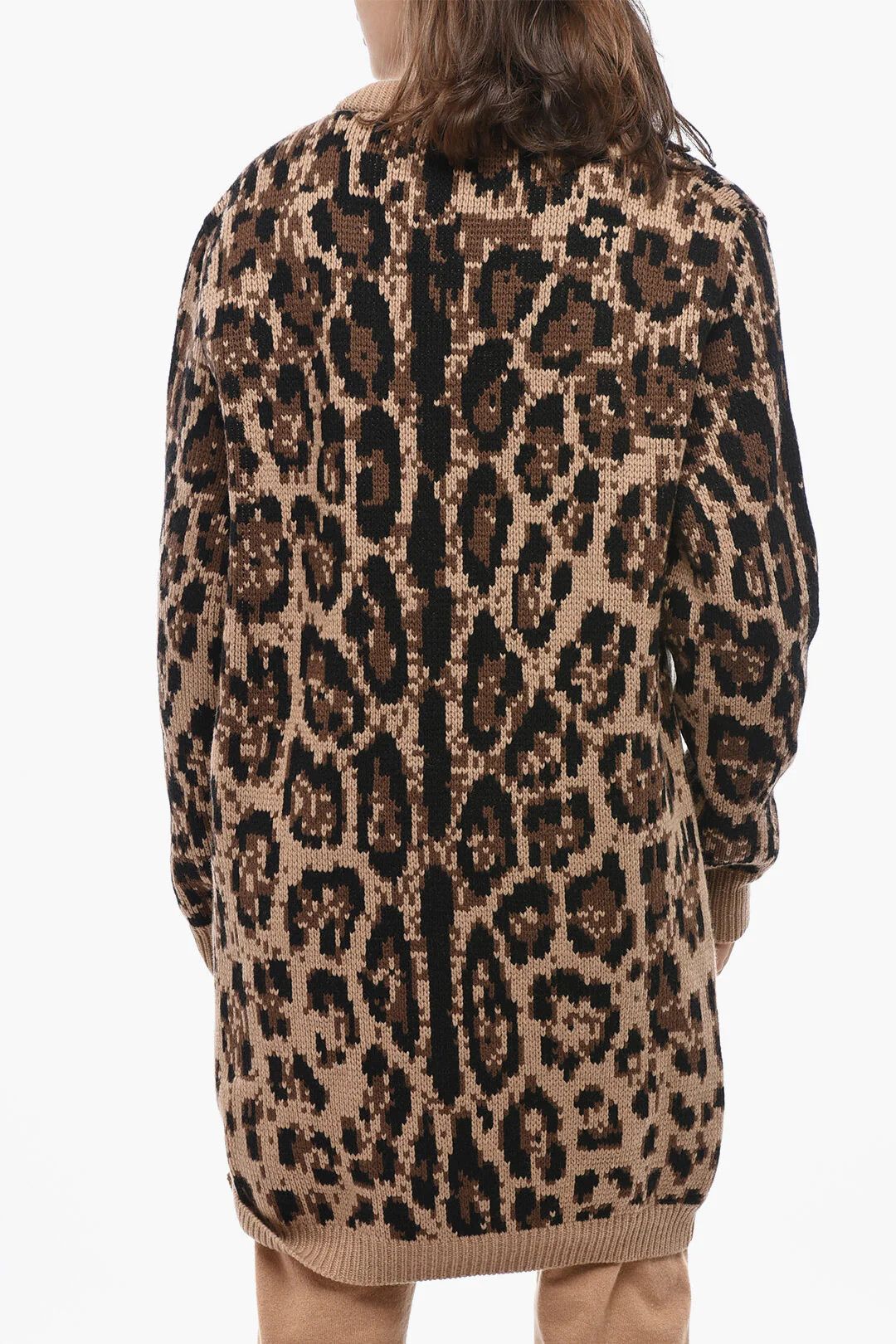 Dolce & Gabbana og1mm0426 Mixed Cashmere Animal-Print Cardigan in Brown Size S / US 4 / IT 40 - 2 Thumbnail