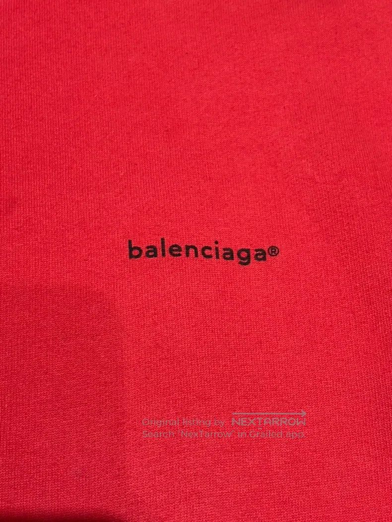 Balenciaga Balenciaga Red Embroidered Logo Round Neck Sweatshirt Size US XXS / EU 40 - 3 Thumbnail