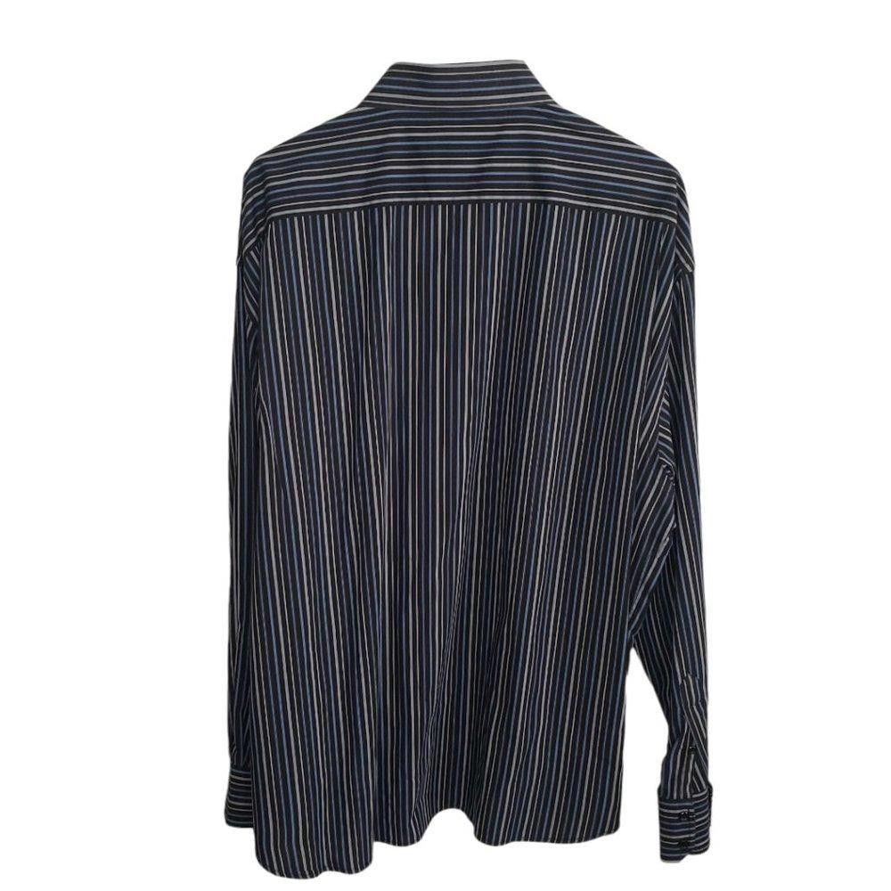 Pronto Uomo CT406 Pronto Uomo Blue, Black & Gray Striped Dress Shirt XXL Size 48R - 3 Thumbnail
