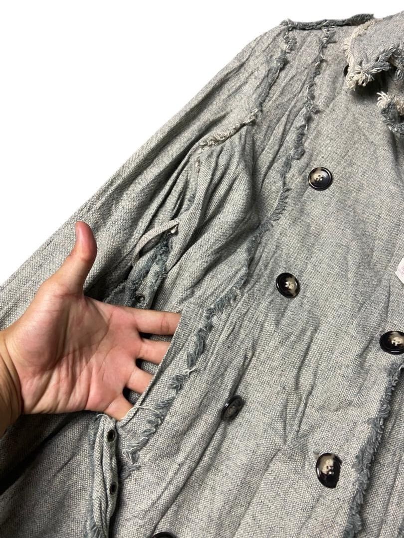 Japanese Brand Spread Azure Double Breasted Frayed Seams Trench Coat (160) Size XS / US 0-2 / IT 36-38 - 2 Thumbnail