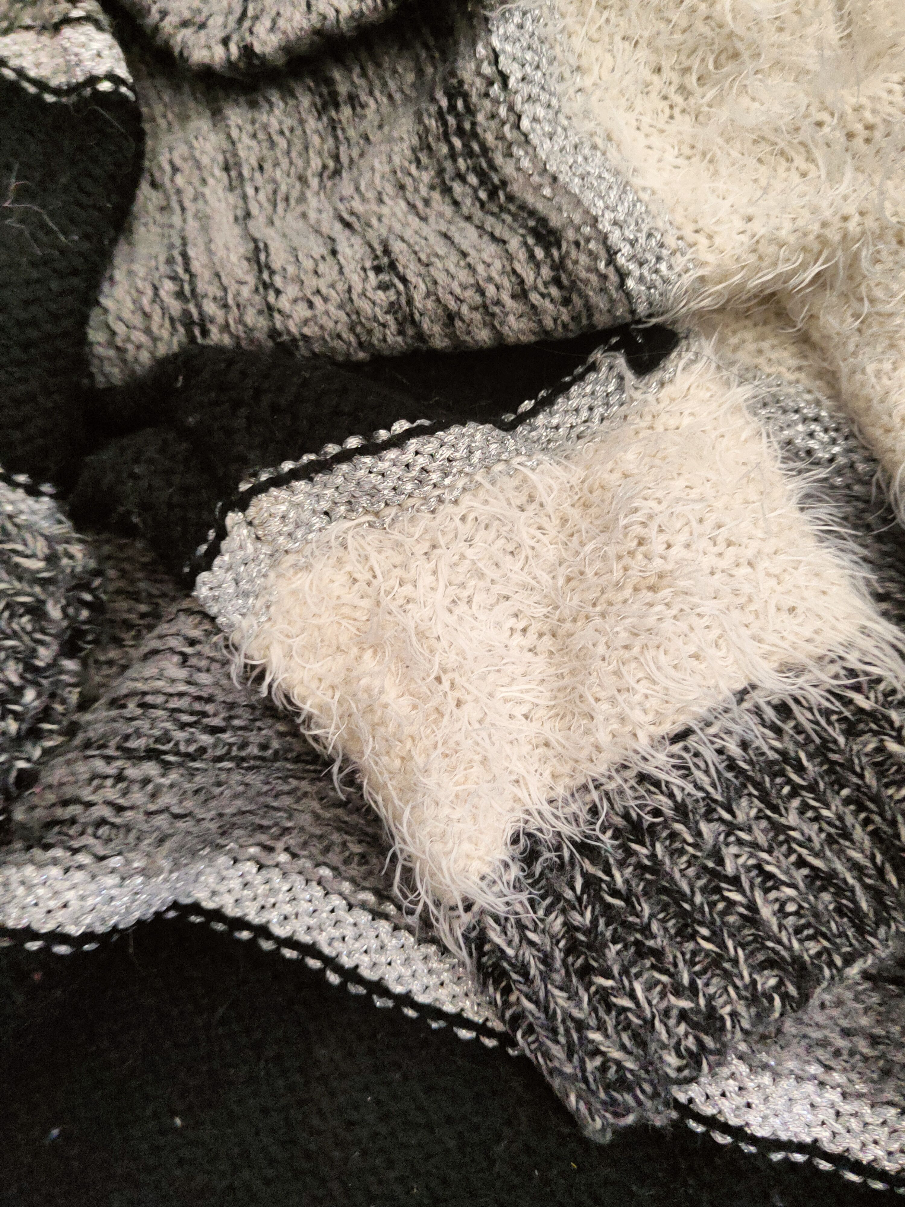 Japanese Brand DL HK Works London Black Cream Fur Mohair Knitwear #46-560 Size US S / EU 44-46 / 1 - 11 Thumbnail