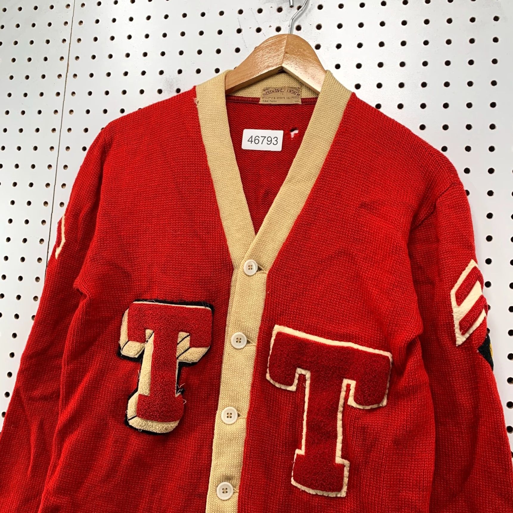 Vintage VINTAGE Wessman Cardigan Wool Letterman Mens M Red 40s Distressed Sweater Size US M / EU 48-50 / 2 - 3 Thumbnail