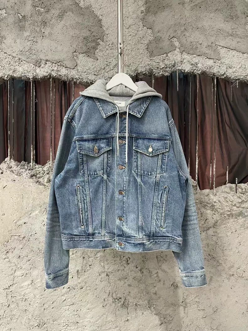 Celine Celine Hooded Logo Denim Jacket Size US L / EU 52-54 / 3 - 2 Thumbnail