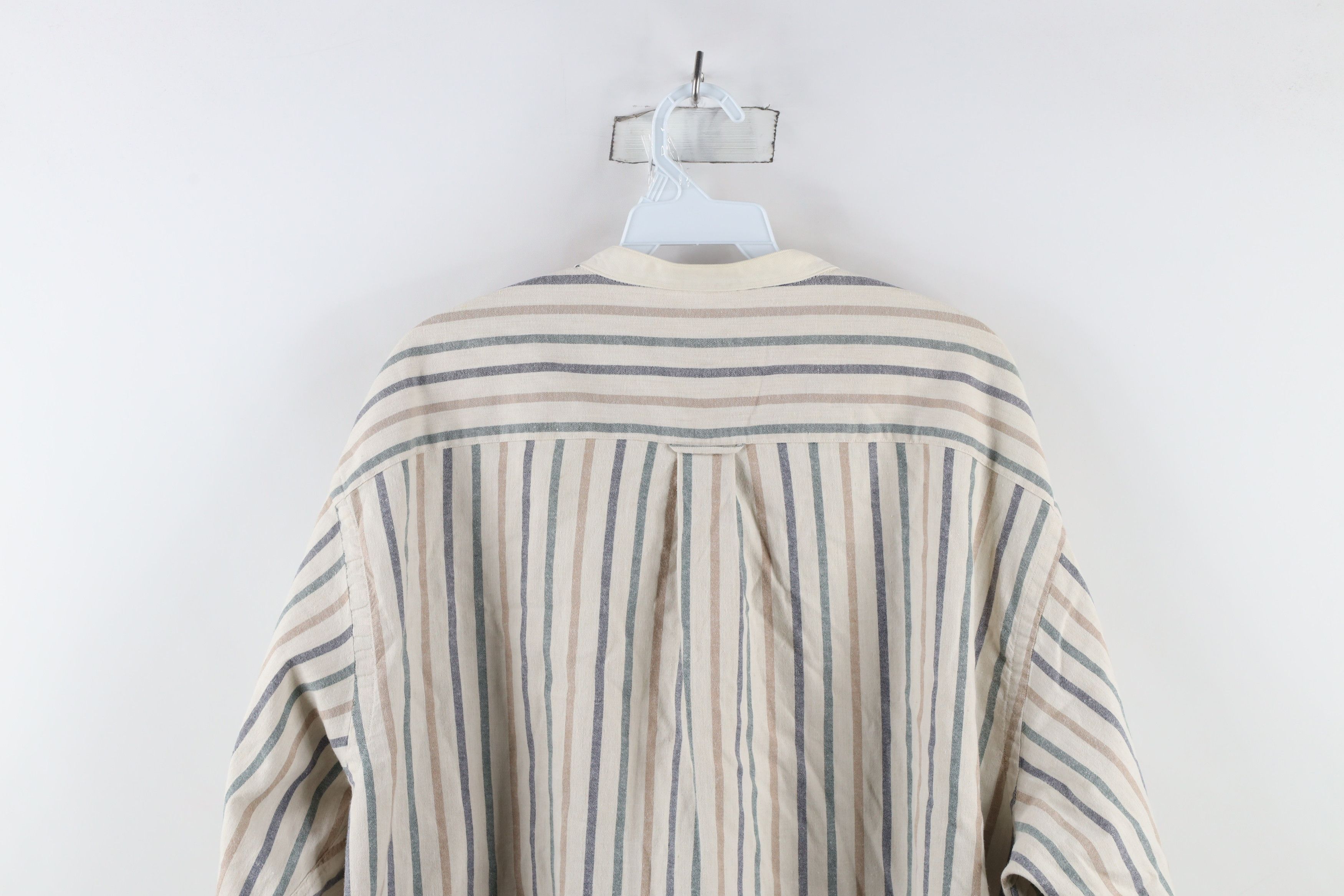 Nautica × Vintage Vintage 90s Nautica Rainbow Striped Band Collar Button Shirt Size US XL / EU 56 / 4 - 10 Thumbnail