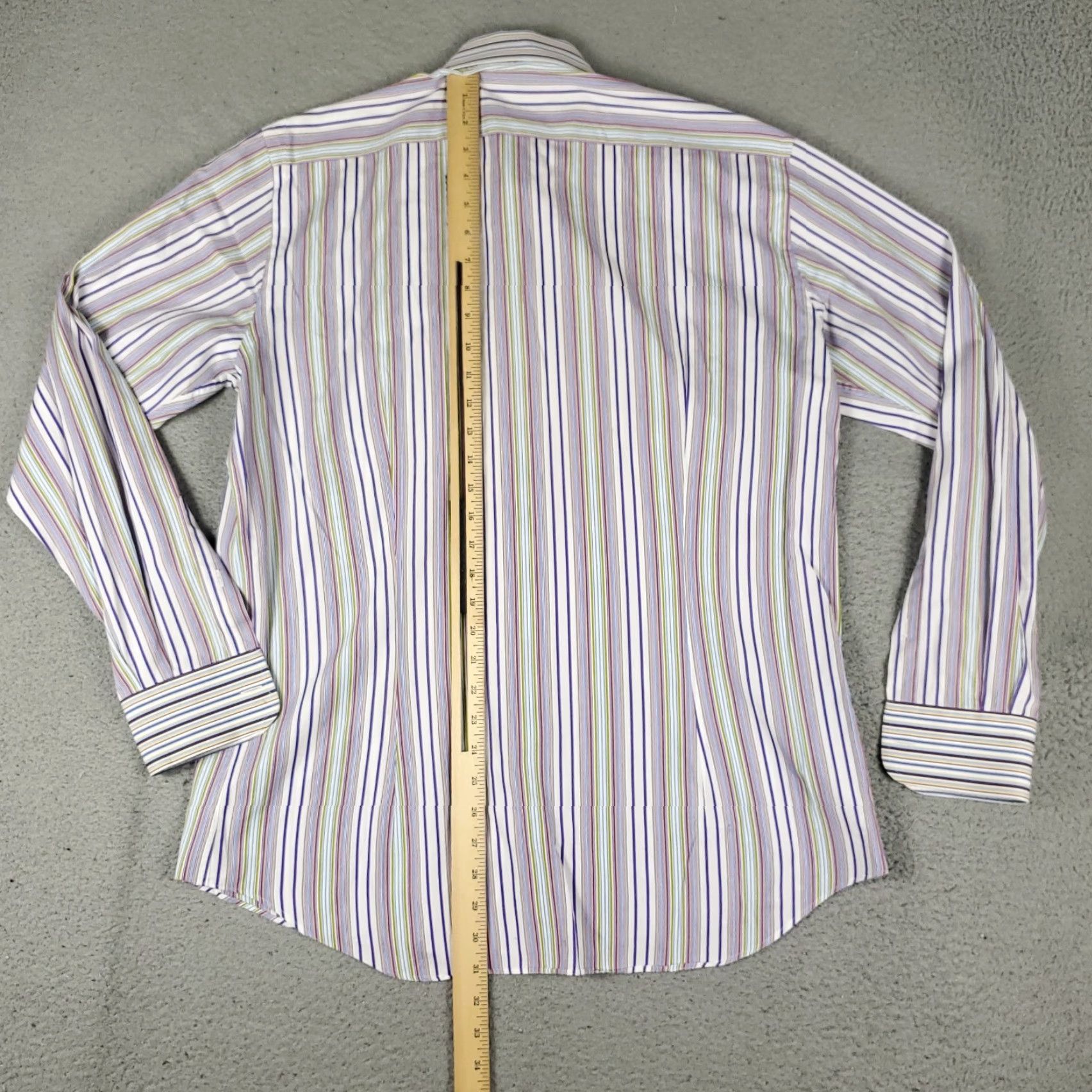 Etro ETRO Button-Up Shirt Men's Size 42 Striped Blue Purple Cotton Long Sleeve Made in Italy Size US XL / EU 56 / 4 - 4 Thumbnail