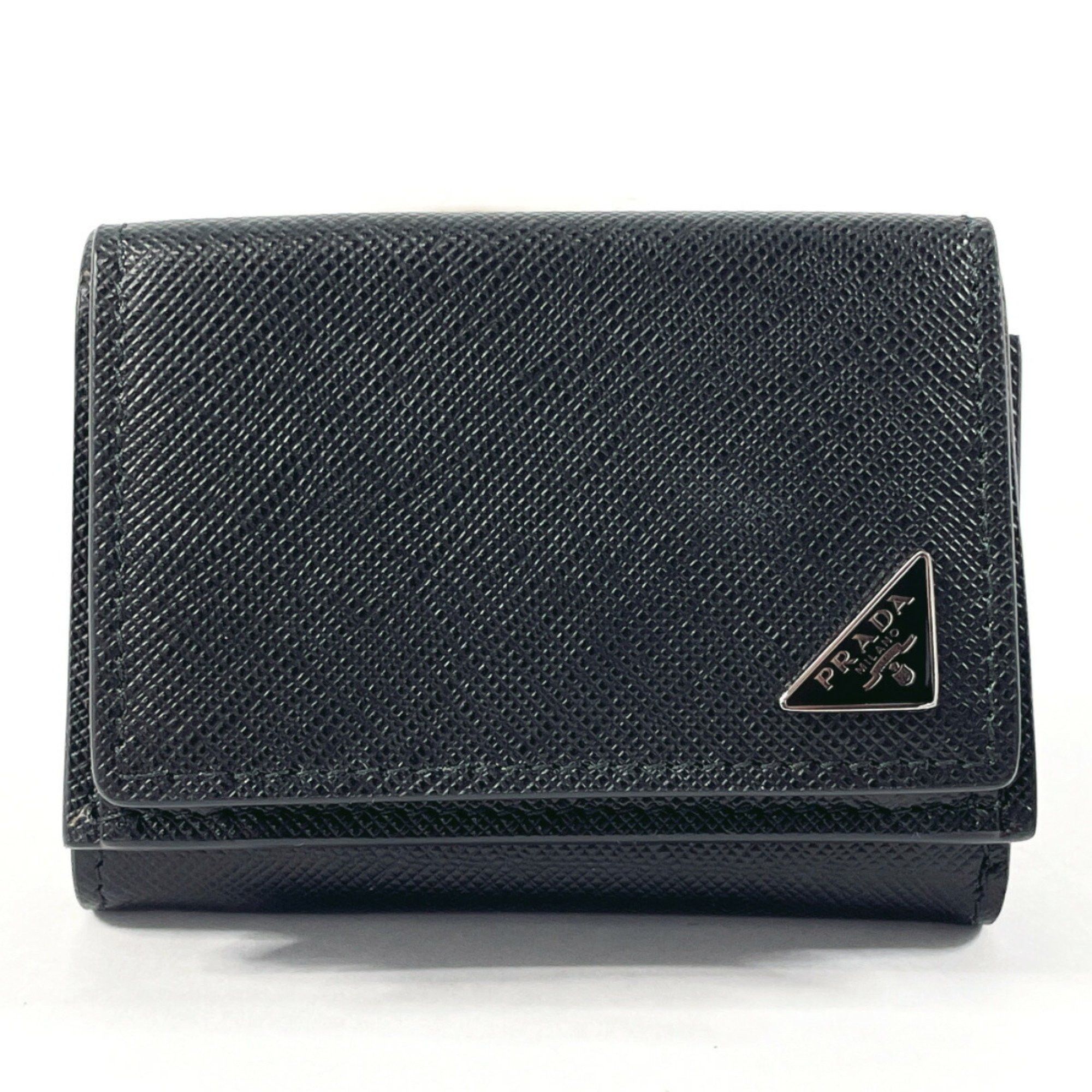 image of Prada 2Mh021 Tri-Fold Wallet Saffiano Leather Black Unisex N4023888, Women's