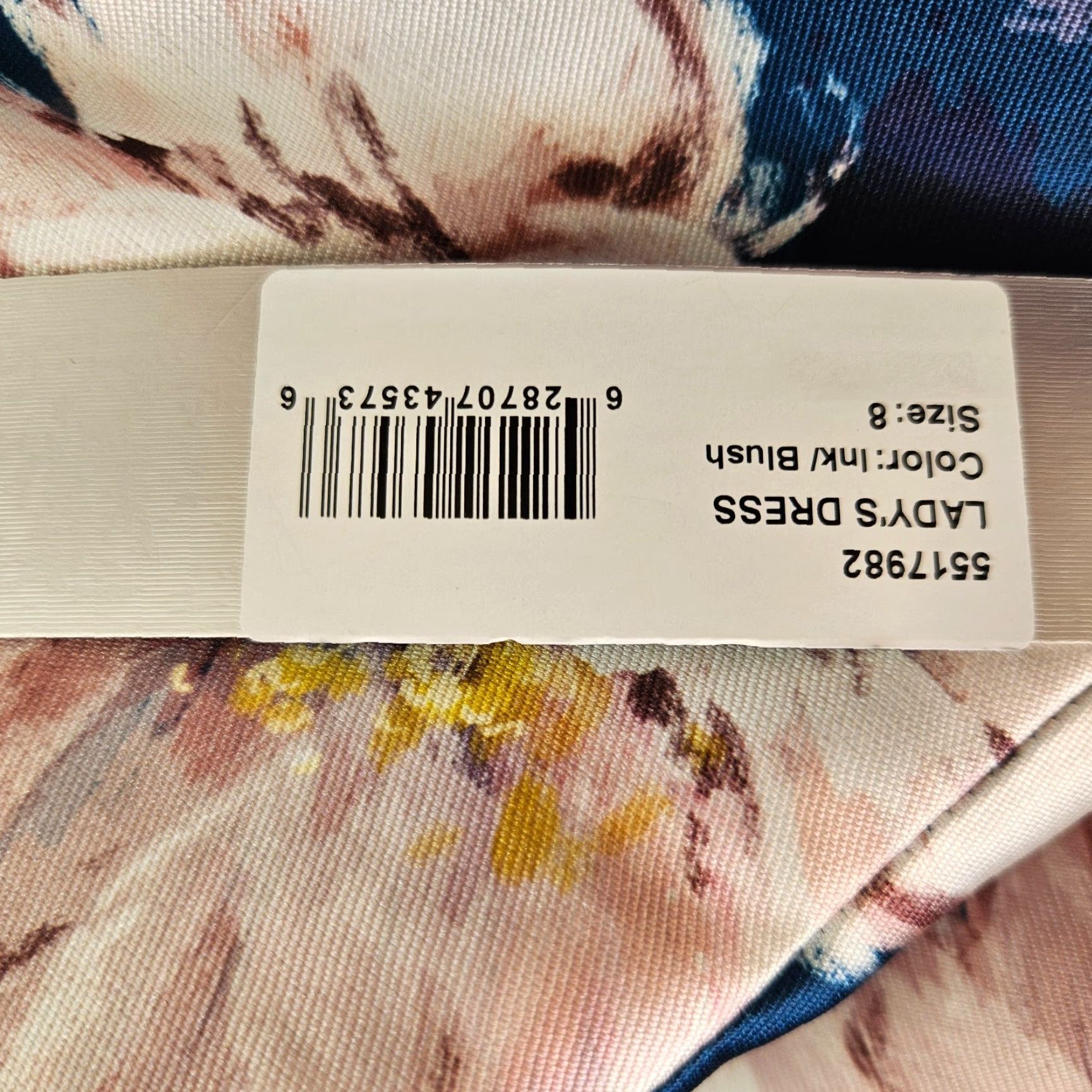 Vintage Kay Unger Dress Womens Lydia Tea Length Midi Floral Sleeveless Pockets Blue Pink Sz 8 Size M / US 6-8 / IT 42-44 - 7 Thumbnail