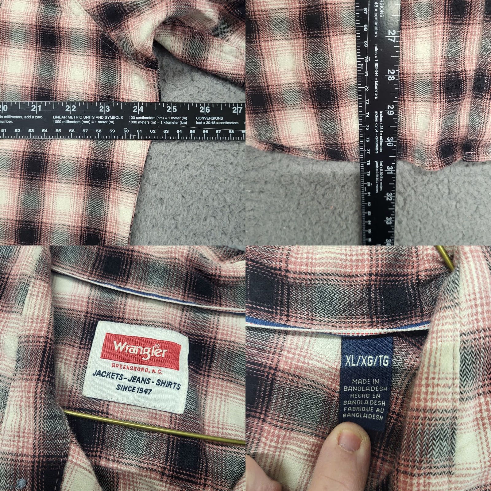Wrangler Wrangler Shirt Western Plaid Long Sleeve Button-Up XL Tall Mens Coral Black Multicolor Casual Workwear Sed? (note: fix) Size US XL / EU 56 / 4 - 8 Thumbnail
