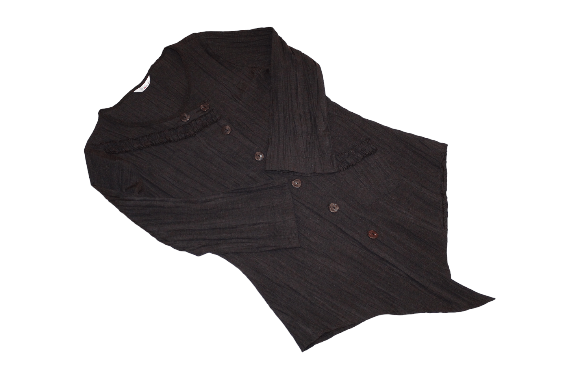 Beauty Beast 🔥 Sarafina Paris Plisse Crinkle Viscose Asymmetric Cardigan Size L / US 10 / IT 46 - 10 Thumbnail