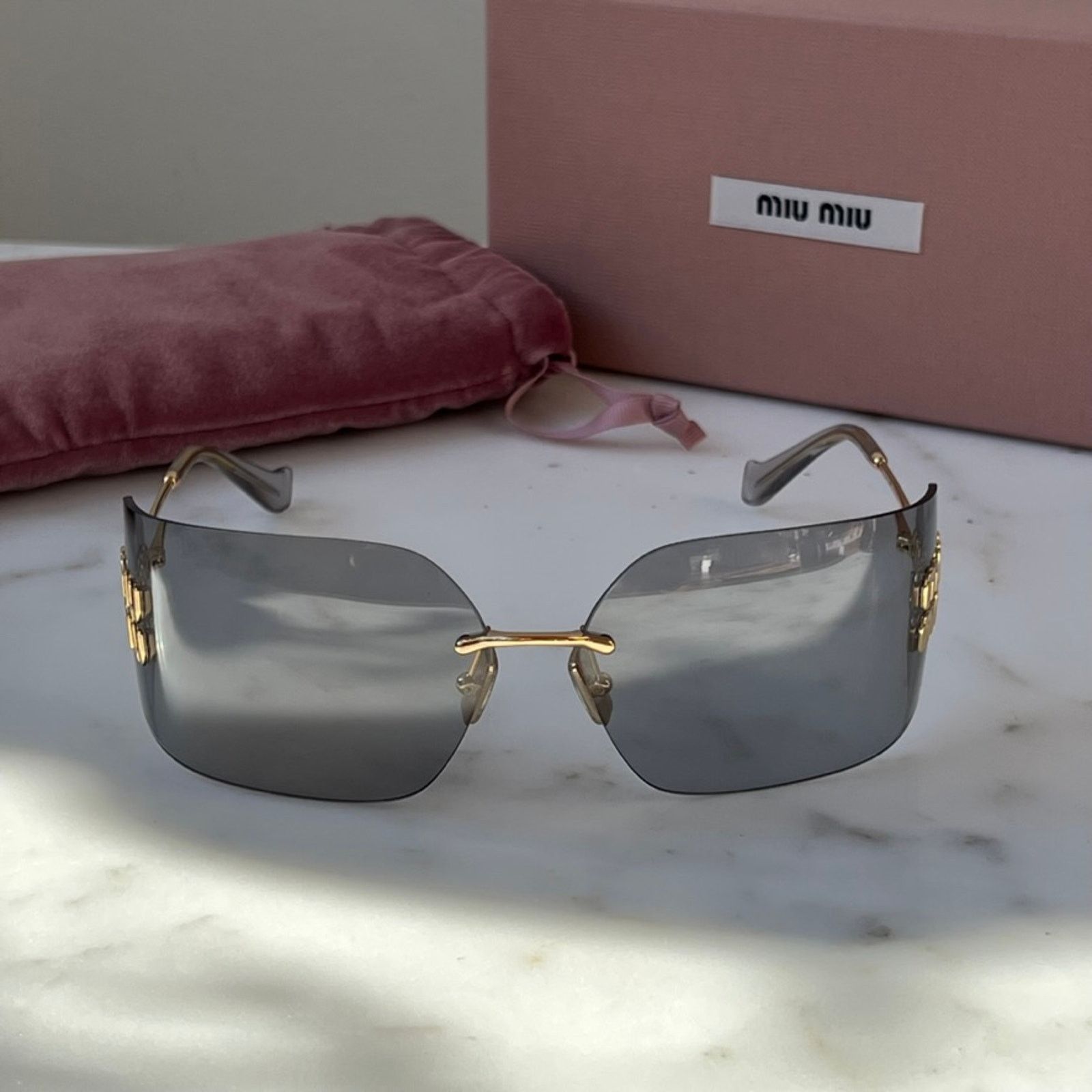 Miu Miu NEW Miu Miu MU54YS Grey Mask Sunglasses Size ONE SIZE - 6 Thumbnail