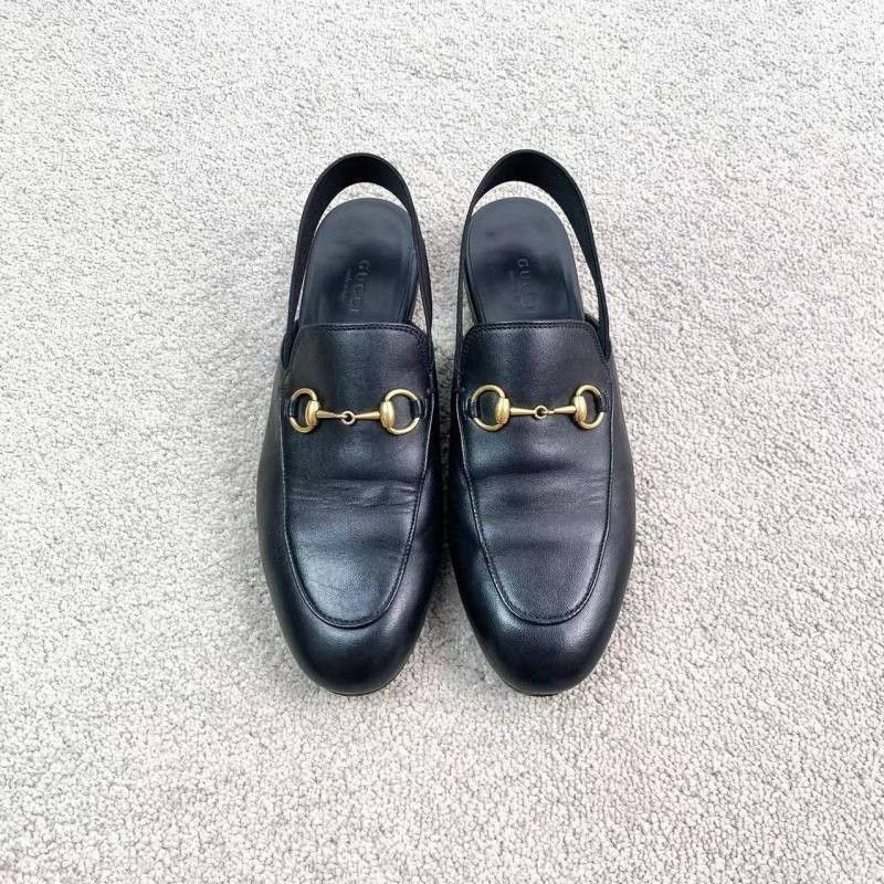Gucci Gucci Black Leather Slip-On Casual Shoes - Size US 5.5 / EU 38 - 2 Thumbnail