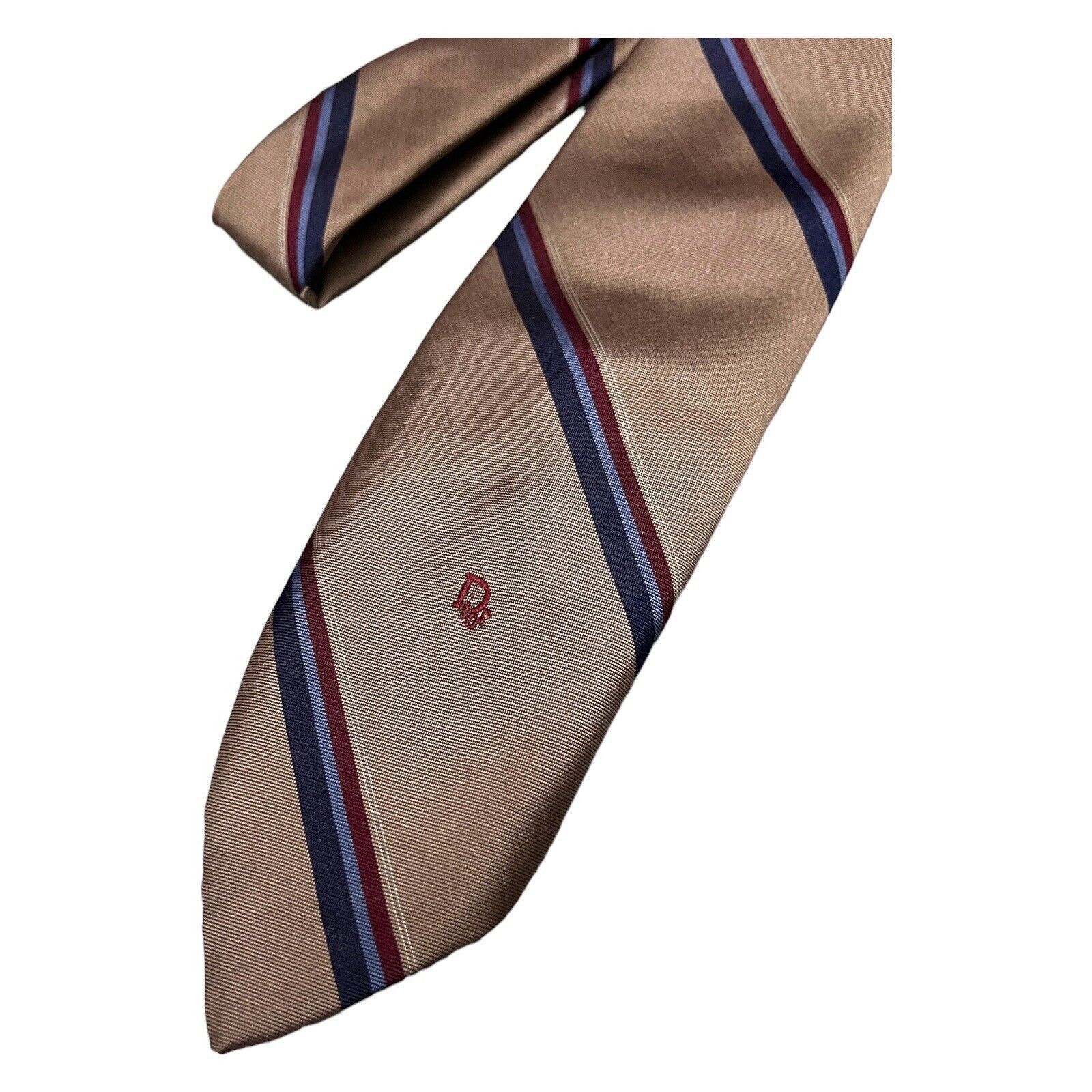 Dior Vintage 90s CHRISTIAN DIOR Luxury Designer Silk Brown Tie Size ONE SIZE - 2 Thumbnail