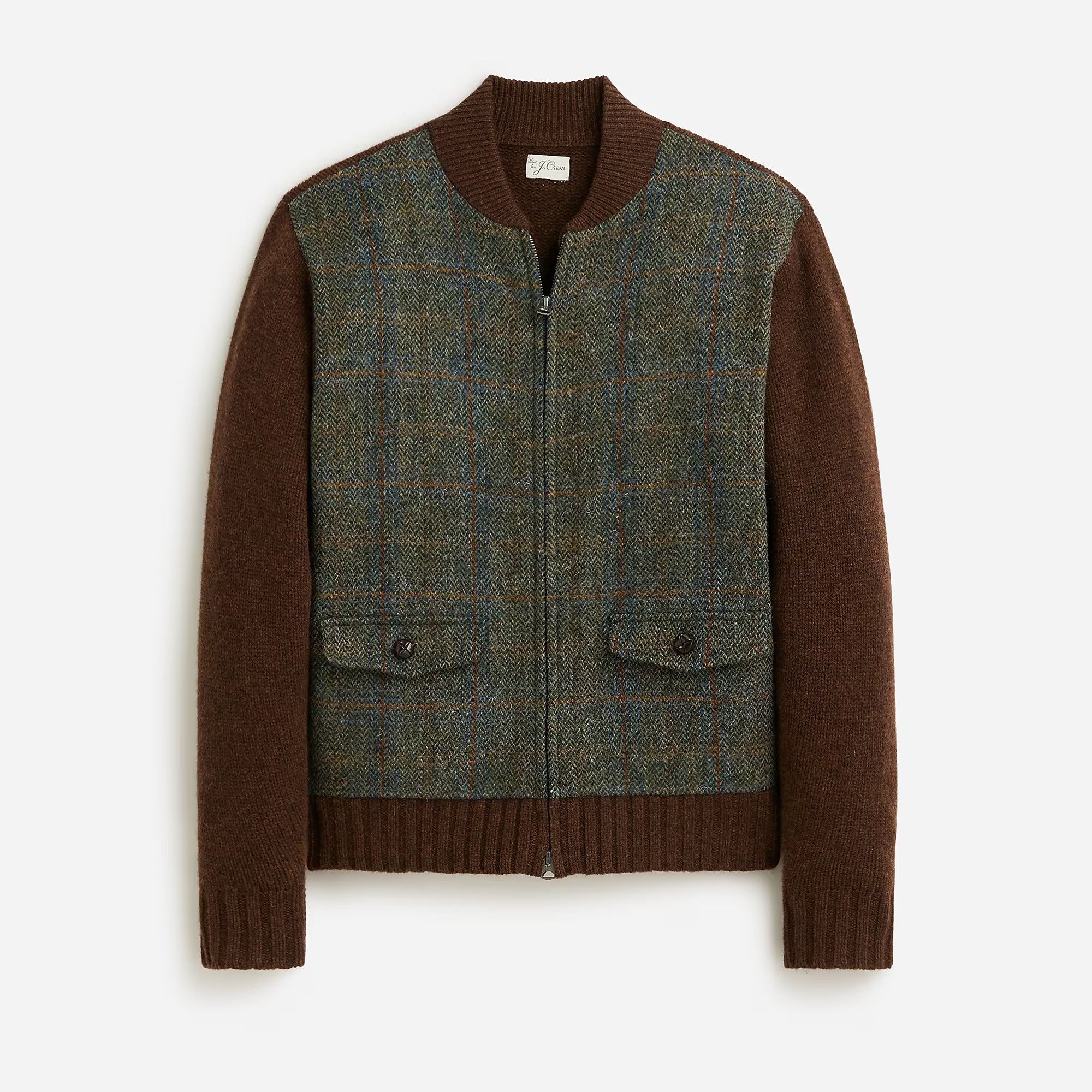 image of J Crew J. Crew Wool Sweater Jacket Heather Hazelnut Harris Tweed, Men's (Size XL)