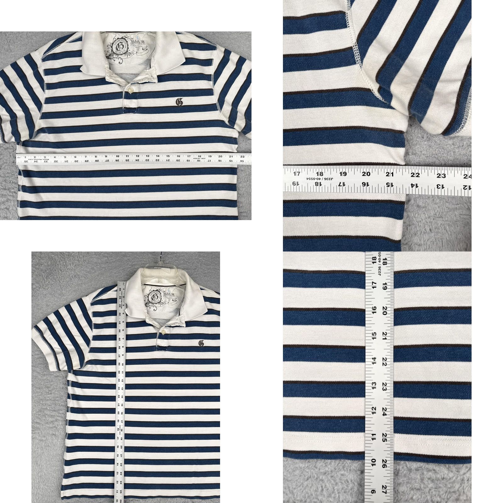 Gap Gap Polo Shirt Mens L Blue White Striped Athletic Fit Logo Casual Knit Shirt Size US L / EU 52-54 / 3 - 8 Thumbnail