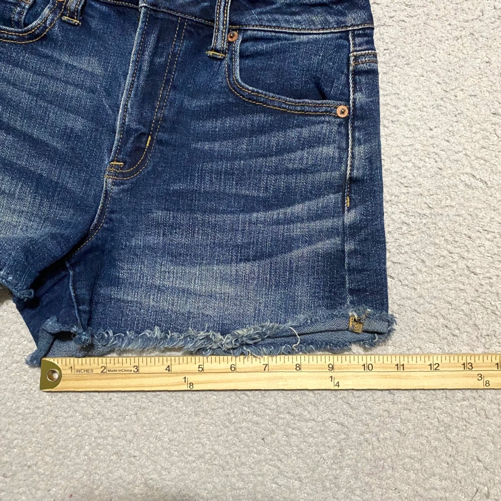 American Eagle Outfitters American Eagle Outfitters Womens 4 Jeans Shorts Blue Denim Distressed Dark Wash High Rise Stretch 5-Pocket Design Solid Color Casual Summer Size 27" / US 4 / IT 40 - 6 Thumbnail