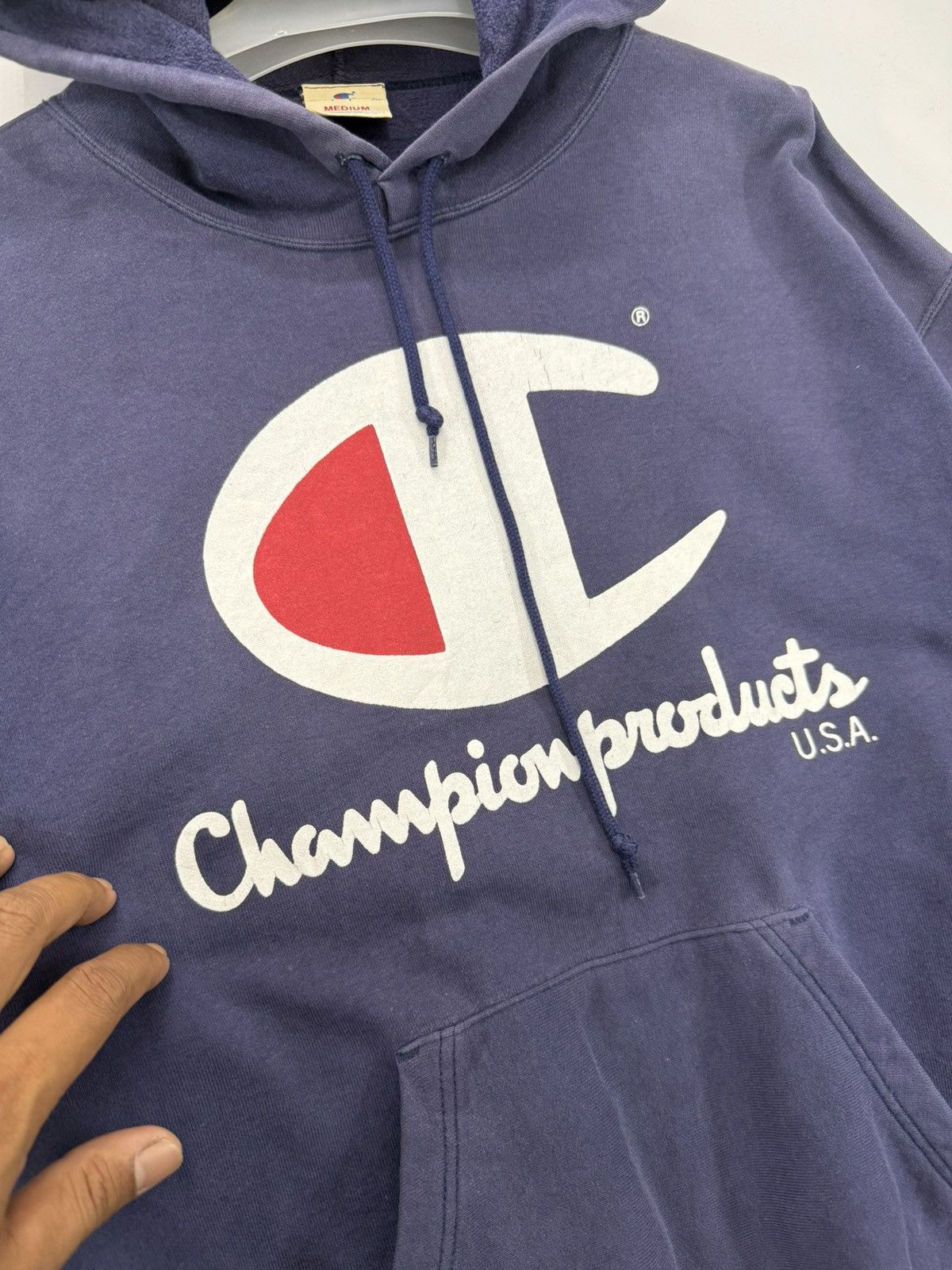 Champion 🔥 90's Champion Product USA Nice Faded Big Logo Sweat Hoodie Size US M / EU 48-50 / 2 - 5 Thumbnail