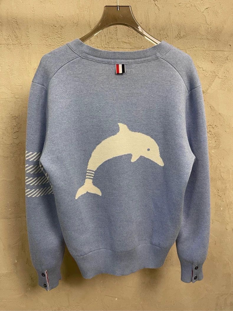 Thom Browne Thom Browne size1 Dolphin wool sweater with blue background Size US S / EU 44-46 / 1 - 6 Thumbnail