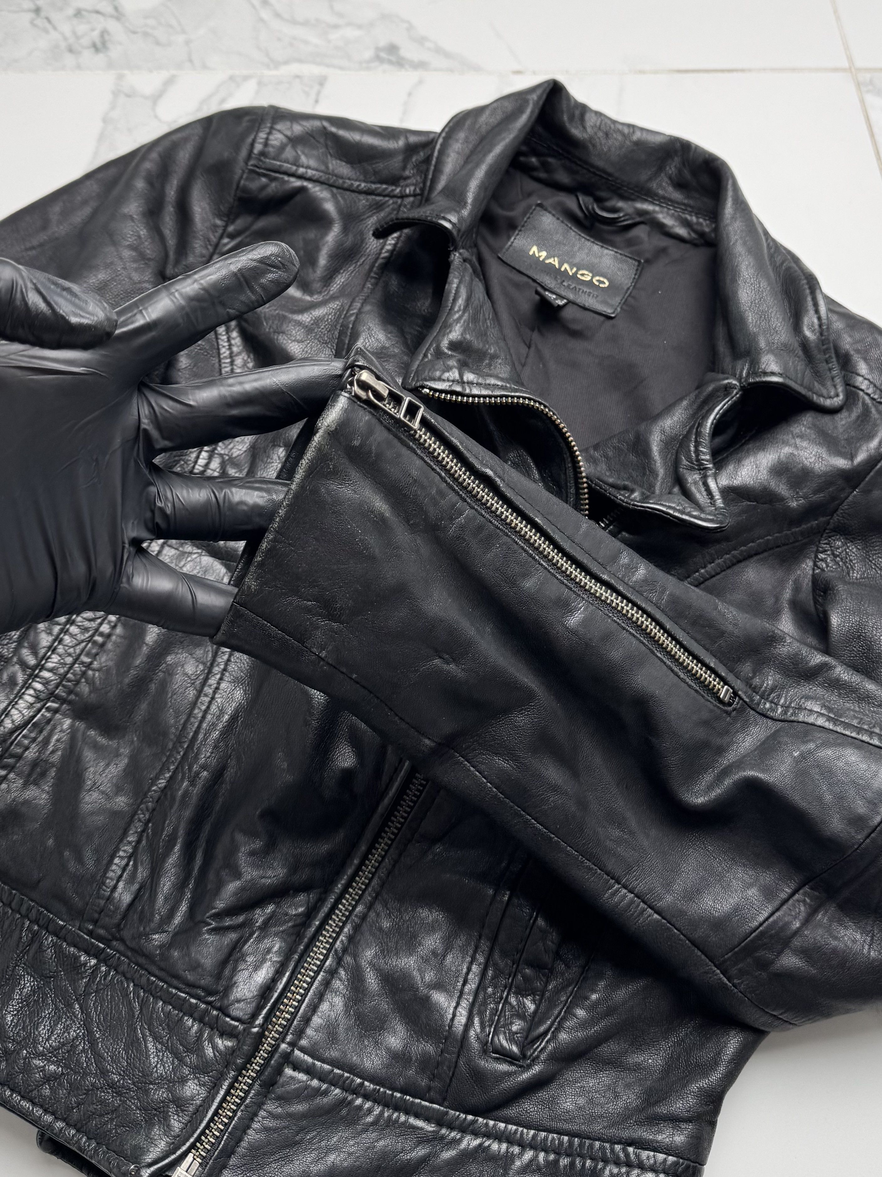 Genuine Leather Y2K Leather Biker Jacket Womens Cropped Moto Slim Fit Zip Size XS / US 0-2 / IT 36-38 - 6 Thumbnail