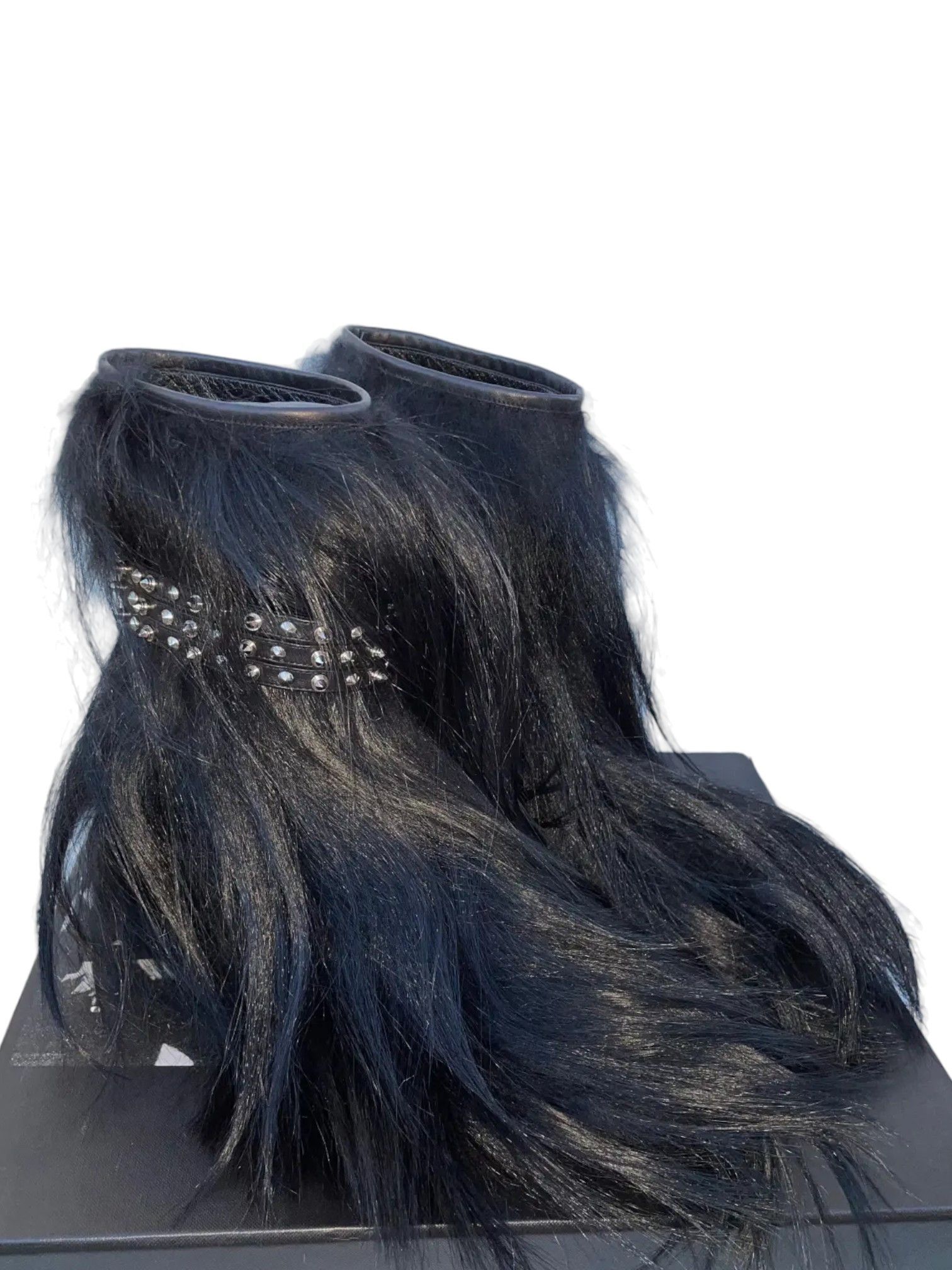 Saint Laurent Paris Saint Laurent Patti Goat Hair Studded Boots Size US 9 / IT 39 - 1 Thumbnail