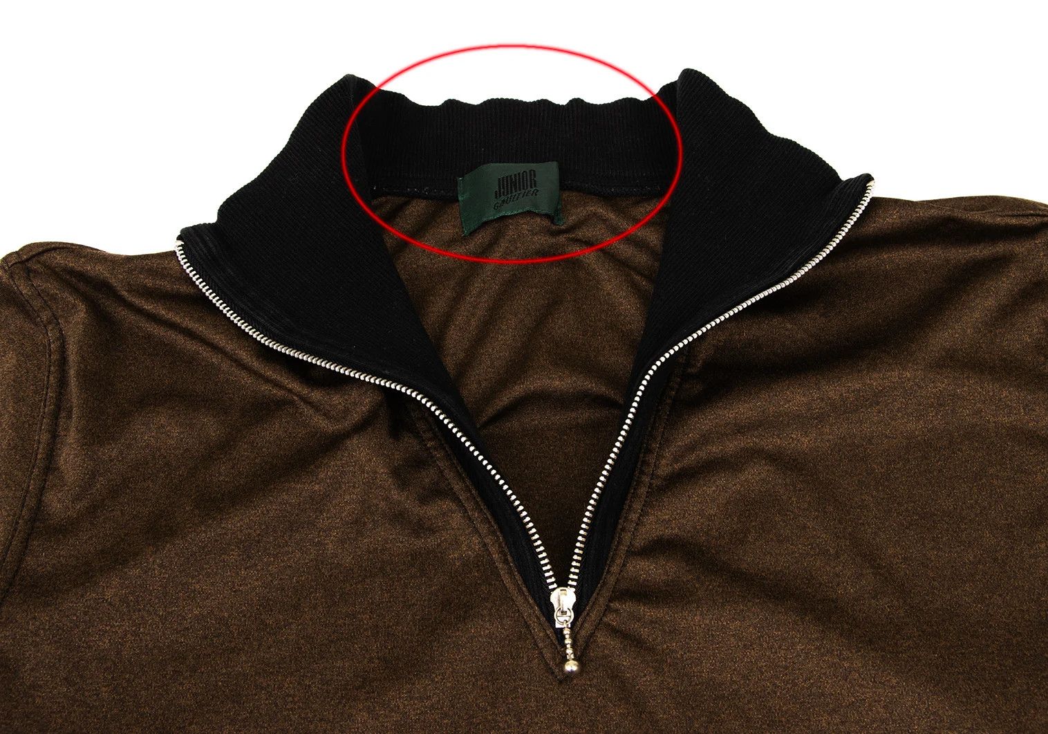 Jean Paul Gaultier Junior Half-Zip Ribbed Cut and Sew in Brown Black Size US M / EU 48-50 / 2 - 6 Thumbnail