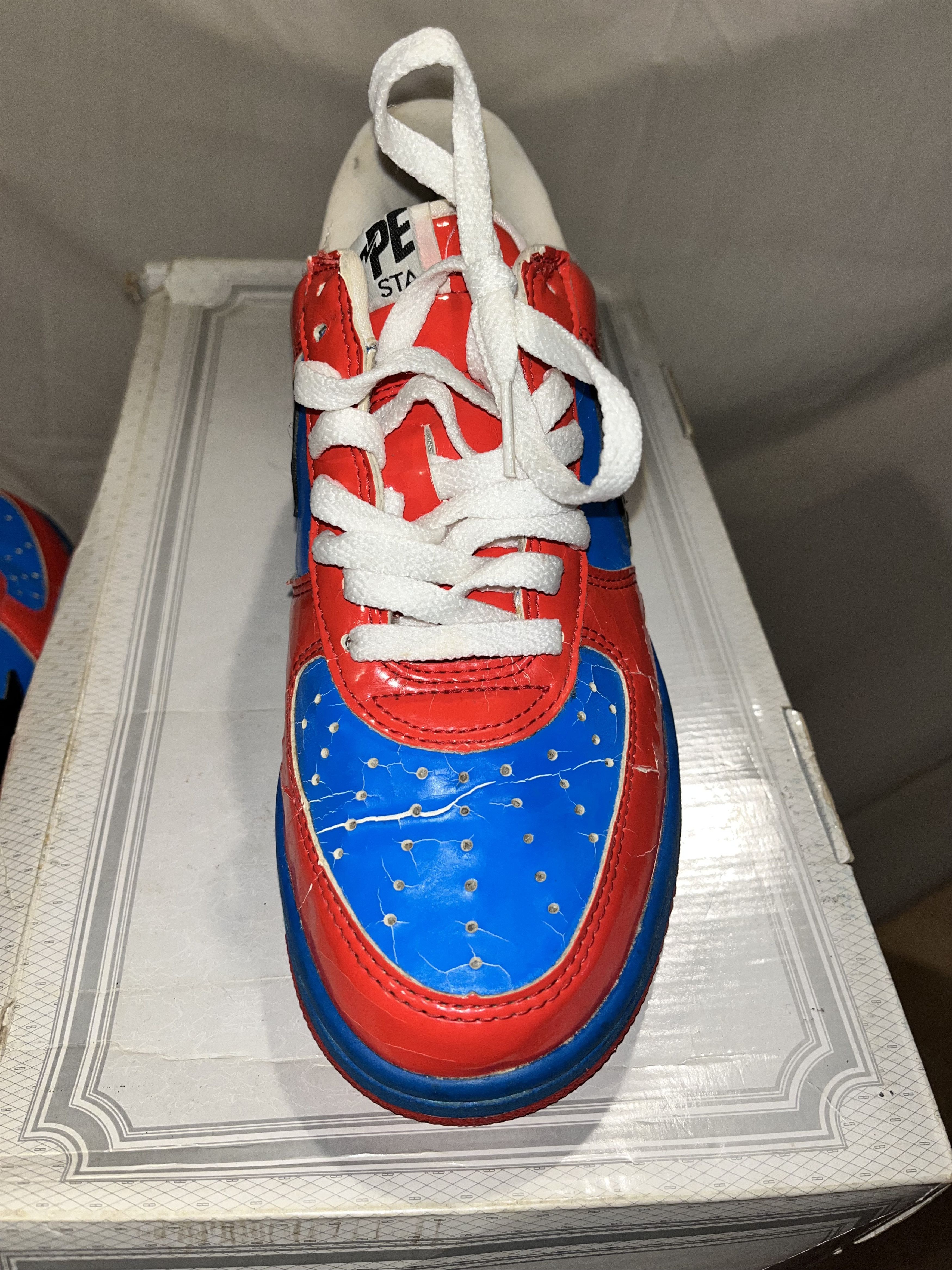 Bape Marvel x A Bathing Ape Spiderman Red/ Blue Bapesta Nigo Size US 8 / EU 41 - 4 Thumbnail