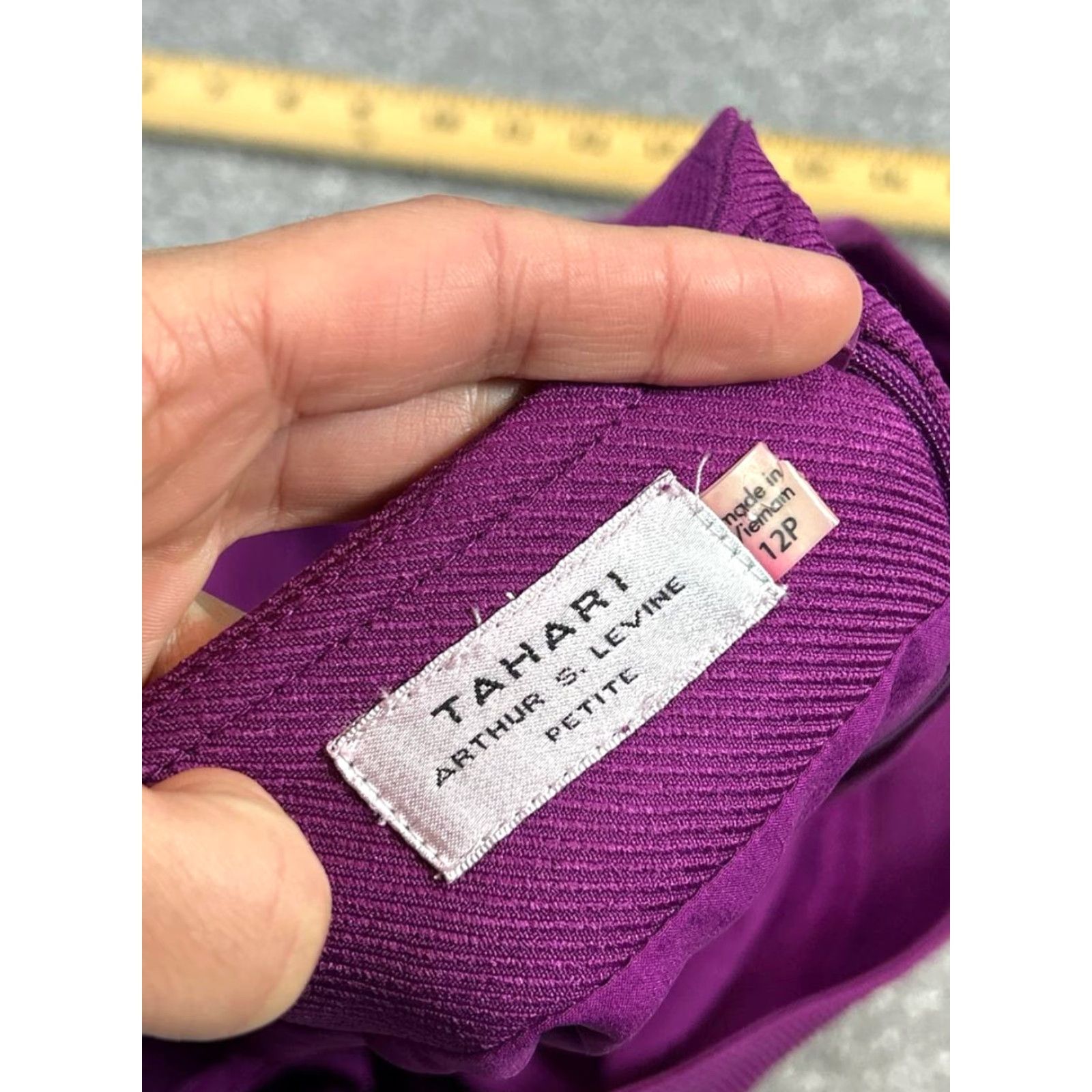 Vintage Tahari ASL Pencil Skirt Women 12 Purple Midi Straight Lined Stretch Zipper Slit Casual Travel Size 34" / US 12 / IT 48 - 7 Thumbnail