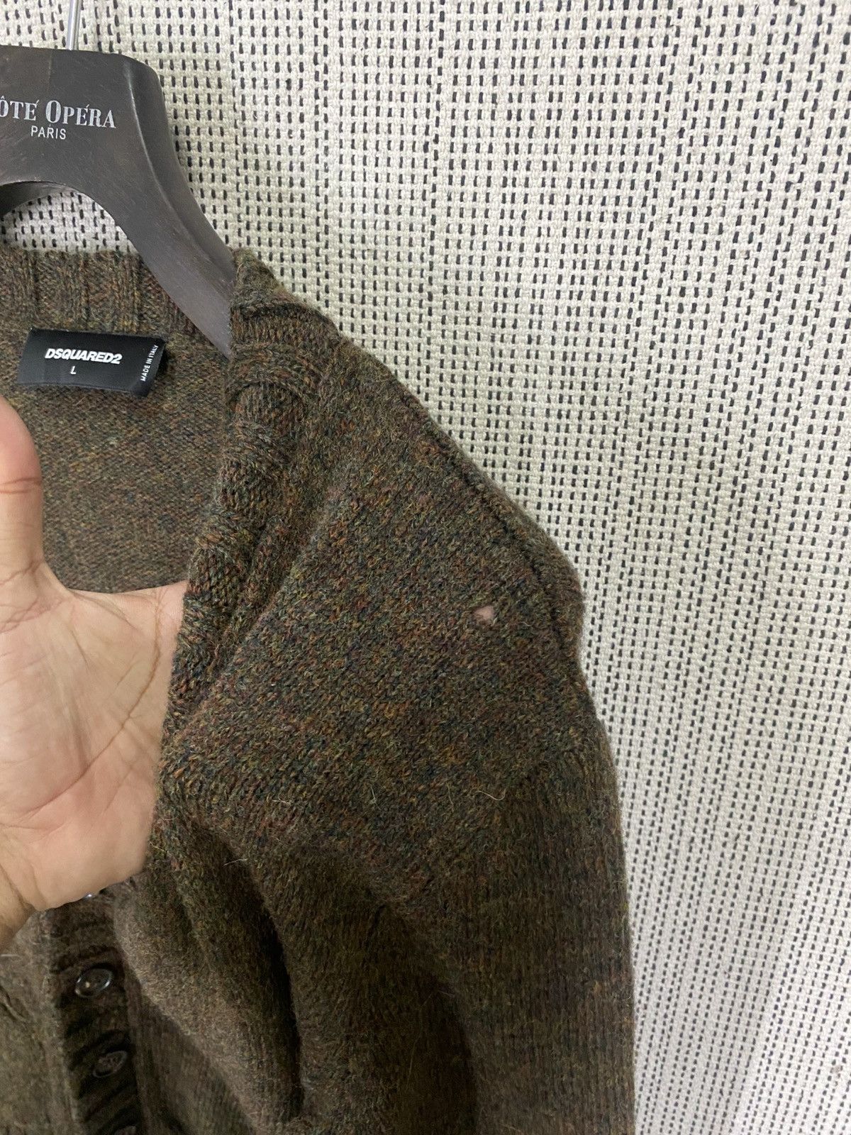 Designer × Dsquared2 × Vintage Dsquared2 wool cardigan double pocket distressed size L Size US L / EU 52-54 / 3 - 11 Thumbnail