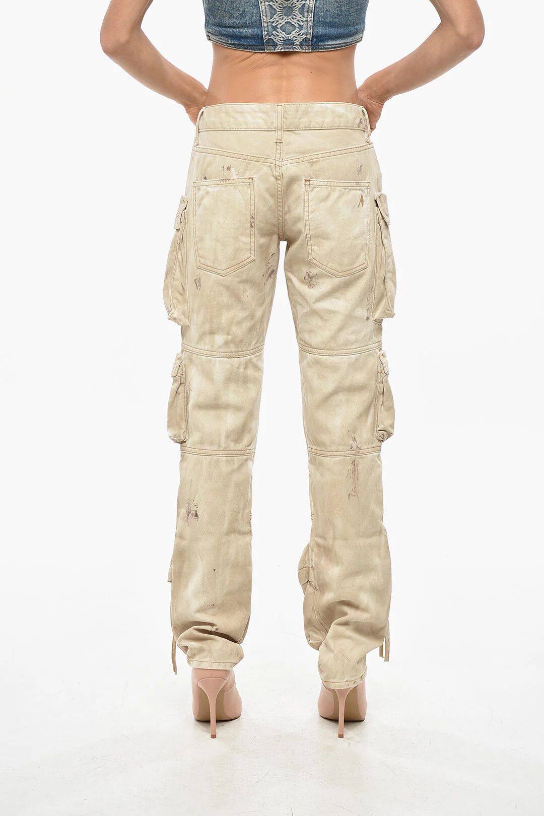The Attico og1mm0426 Cotton Gabardine Cargo Pant in Beige Size 27" / US 4 / IT 40 - 3 Thumbnail
