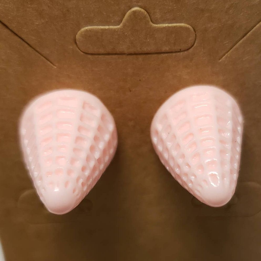 Handmade NEW Pink Ice Cream Cone Stud Earrings Hard Plastic Size ONE SIZE - 1 Thumbnail